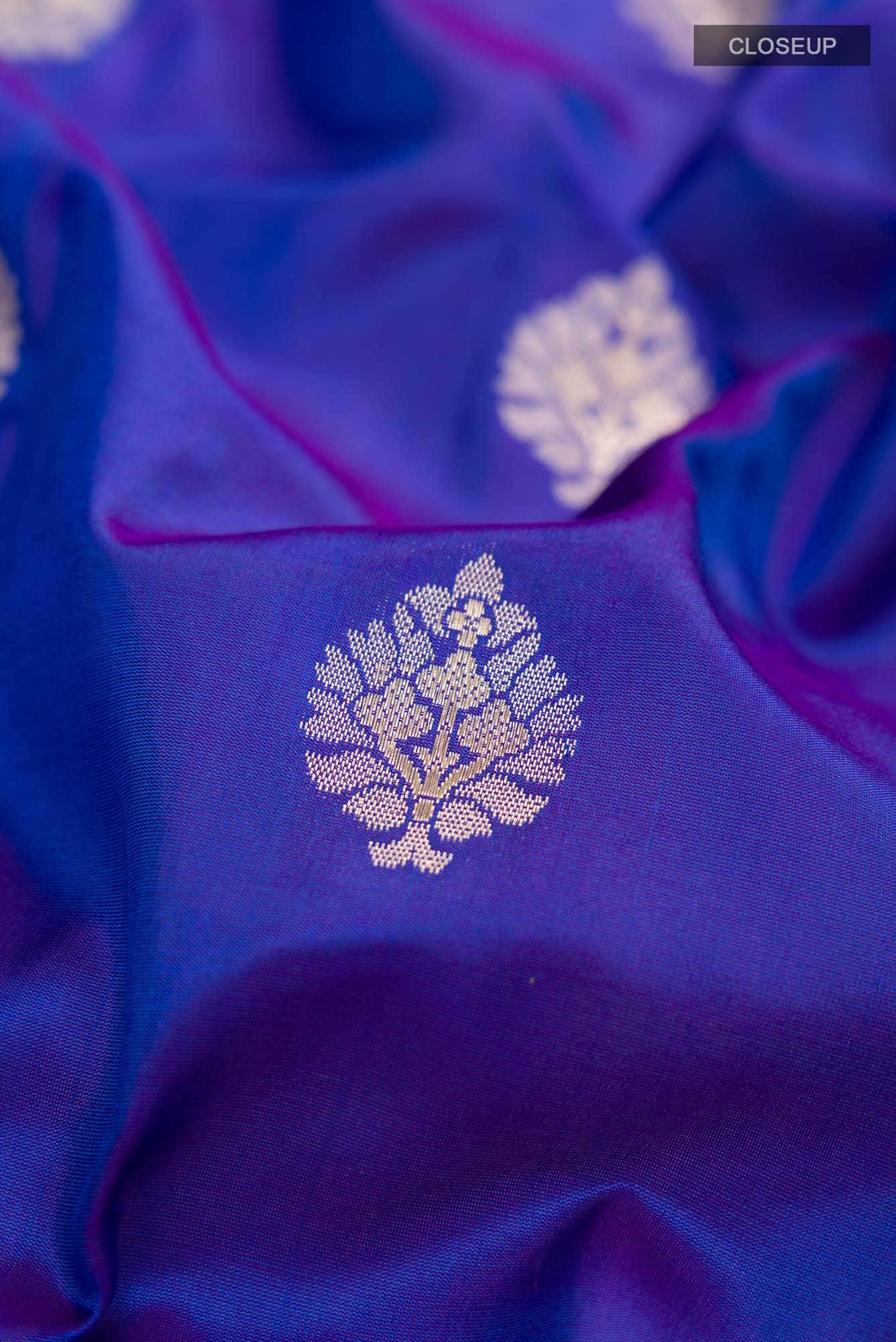 Blue Banarasi Silk Saree - Image 3