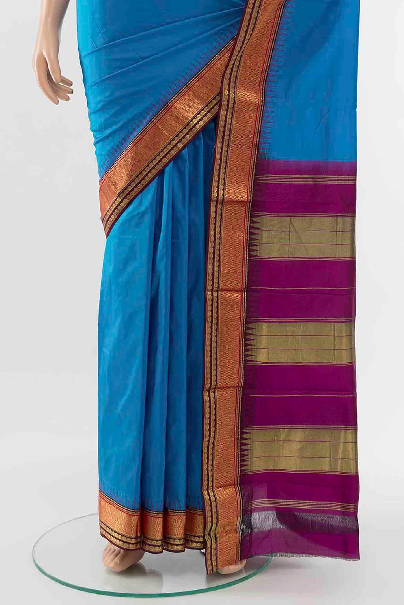 Blue Bangalore Silk - kadyal Saree - Image 3