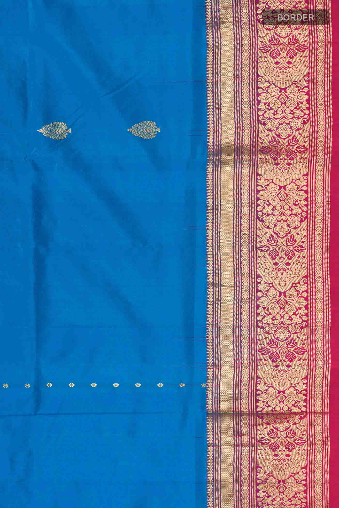 Blue Bangalore Silk Saree - Image 3