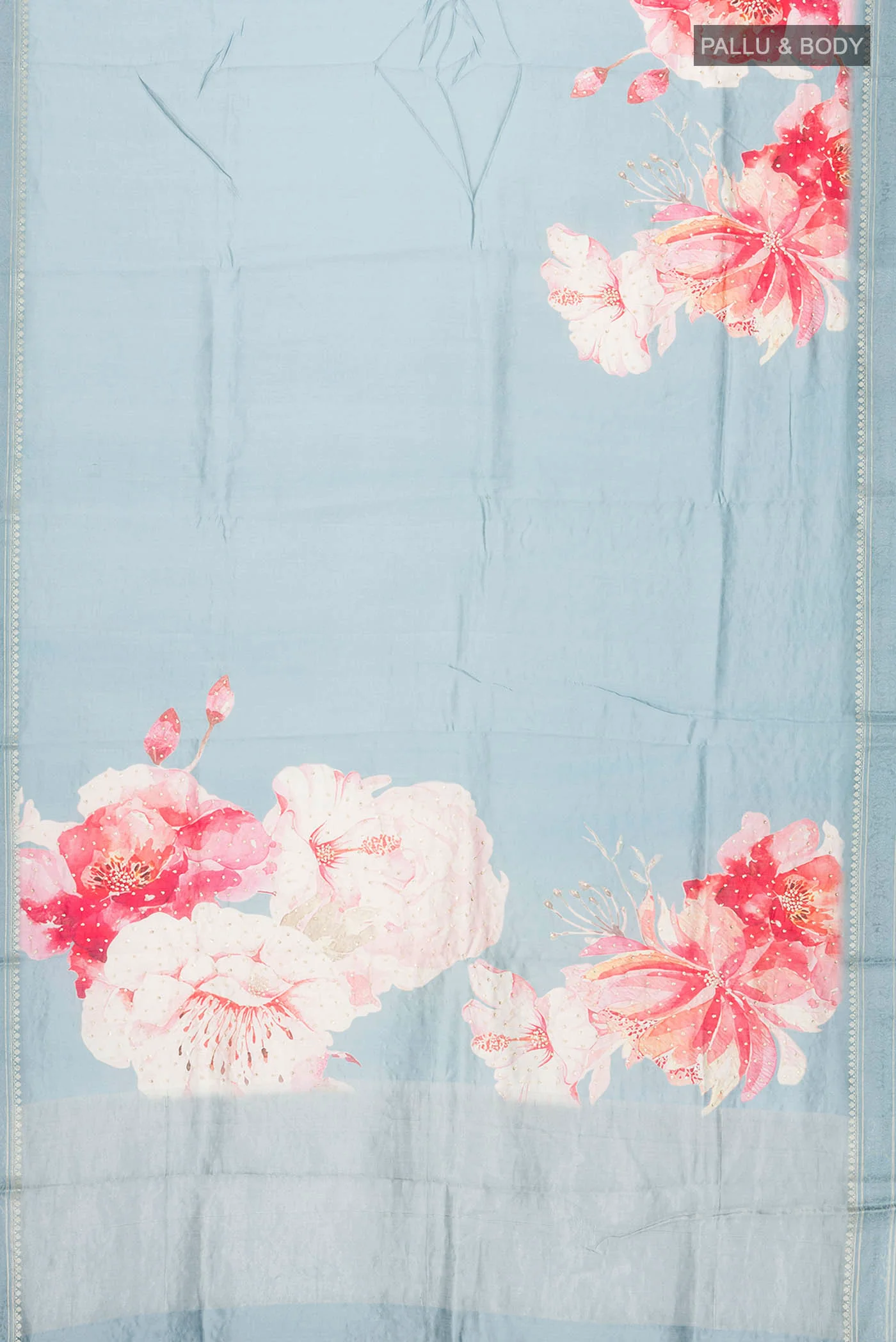 Blue Bhagalpuri Tussar Silk Saree - Image 5