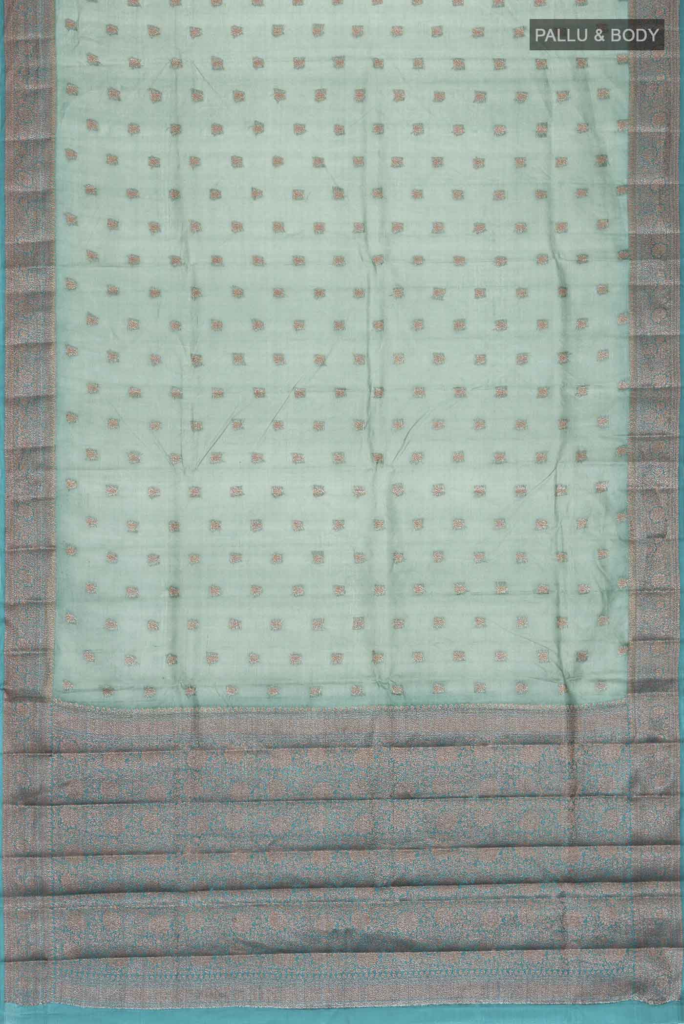 Blue Bhagalpuri Tussar Silk Saree - Image 5