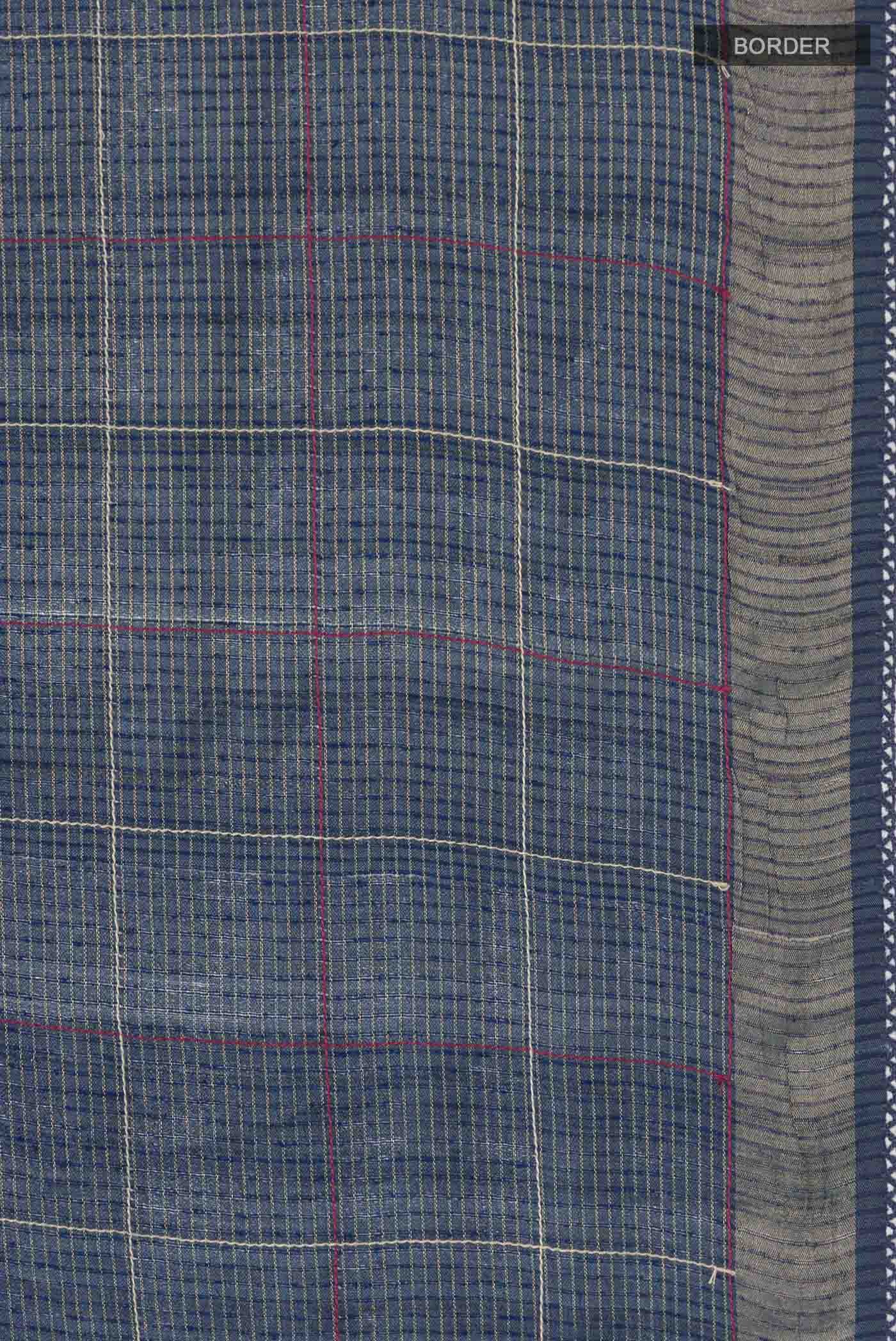 Blue Bhagalpuri Tussar Silk Saree - Image 3