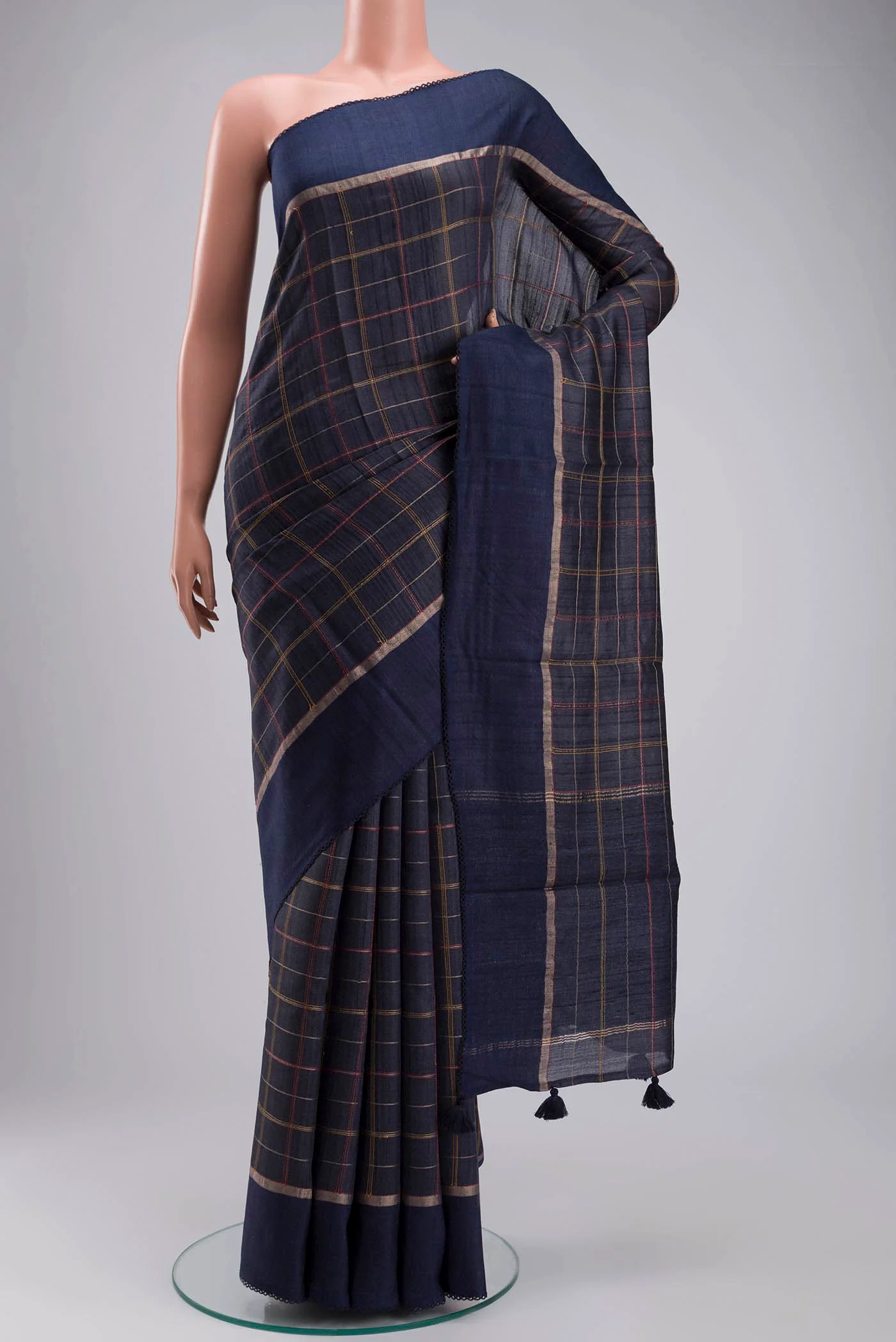 Blue Bhagalpuri Tussar Silk Saree