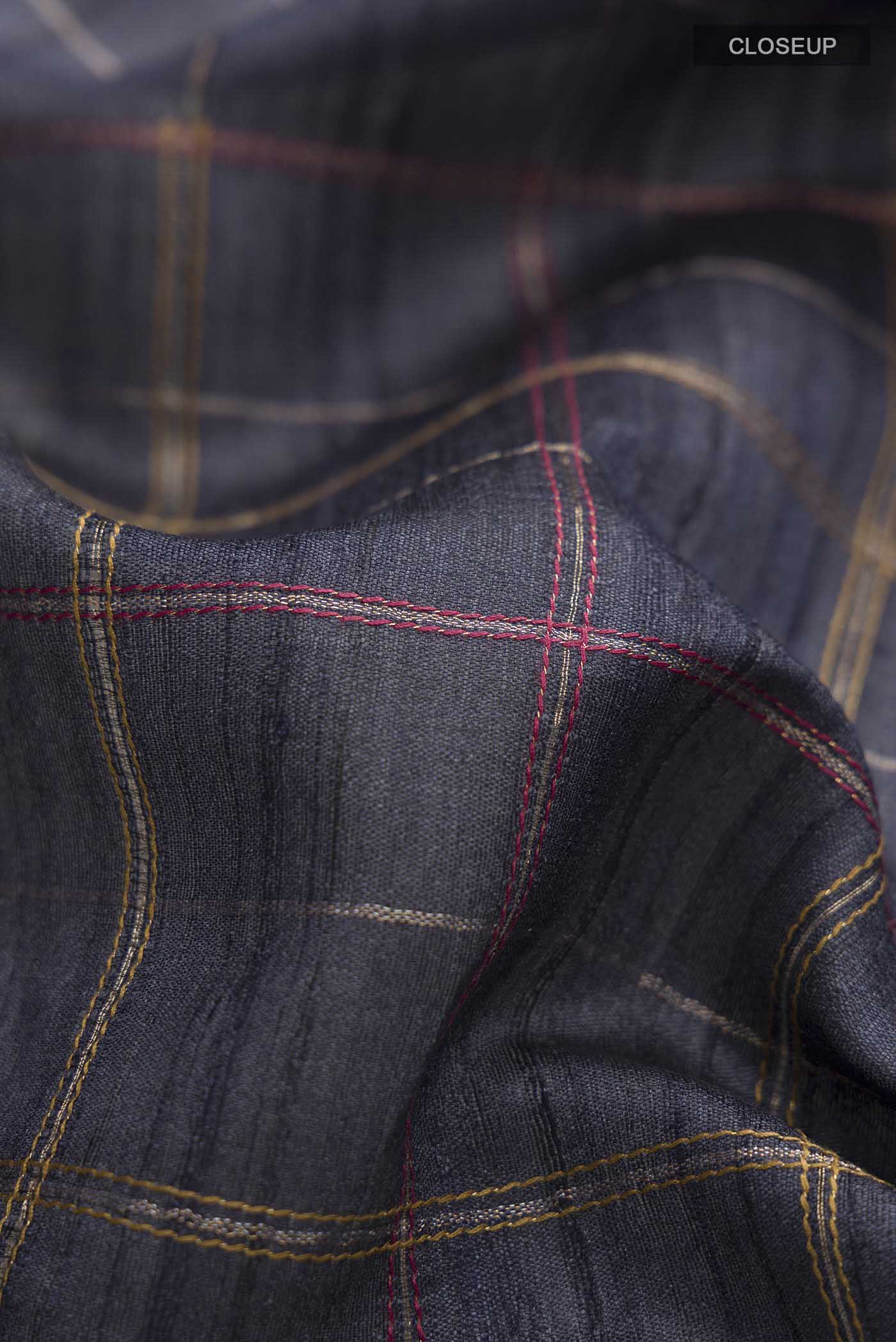 Blue Bhagalpuri Tussar Silk Saree - Image 2