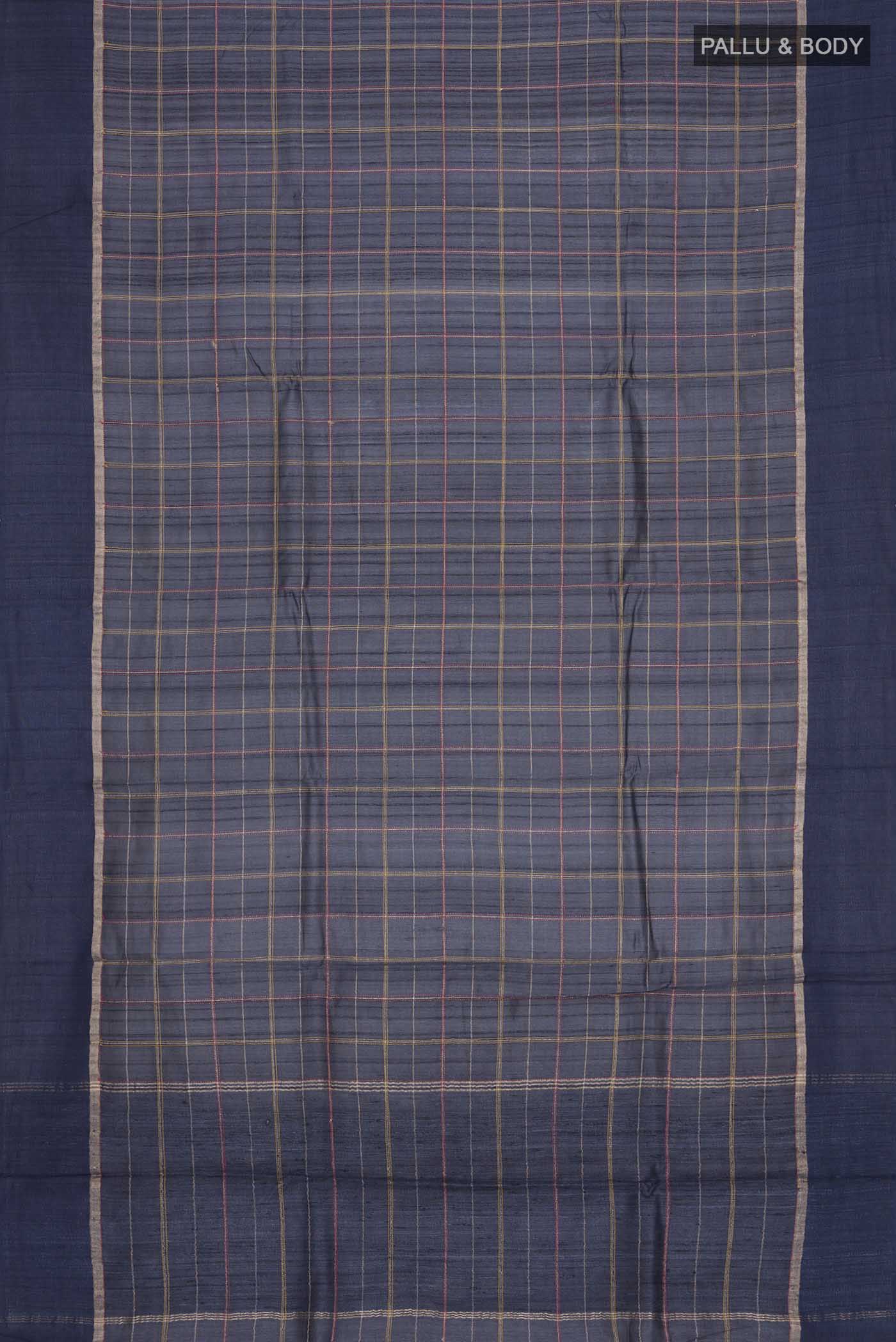 Blue Bhagalpuri Tussar Silk Saree - Image 5