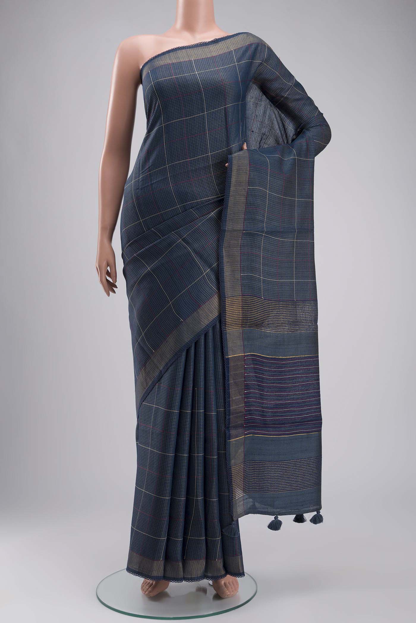 Blue Bhagalpuri Tussar Silk Saree