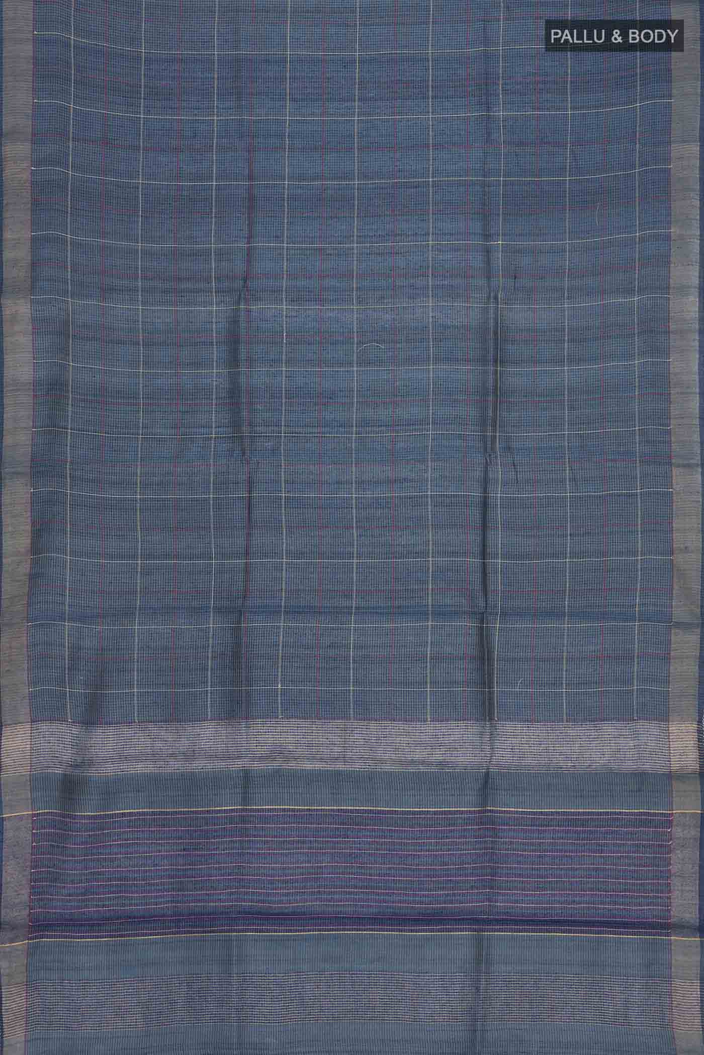 Blue Bhagalpuri Tussar Silk Saree - Image 5