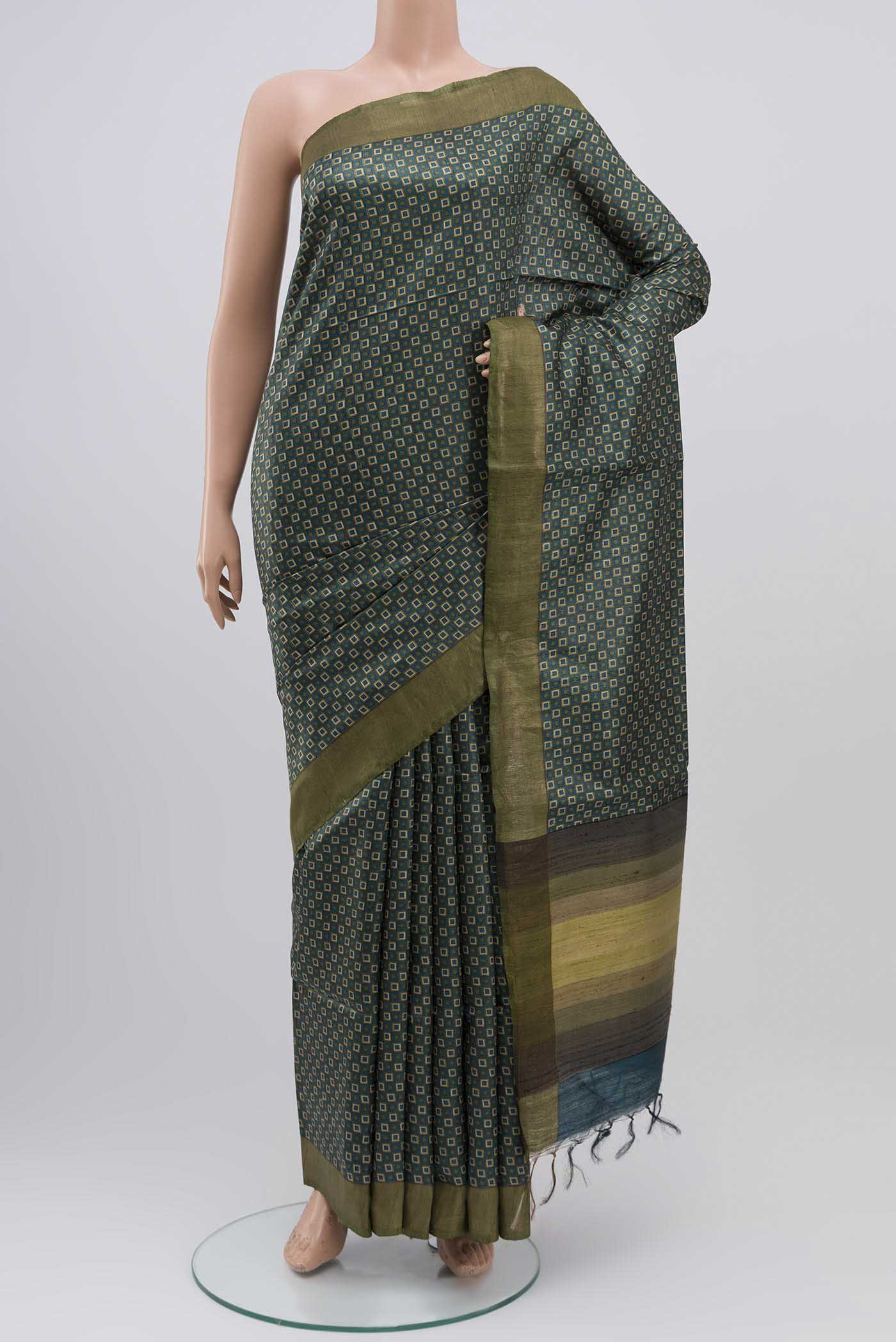 Blue Bhagalpuri Tussar Silk Saree