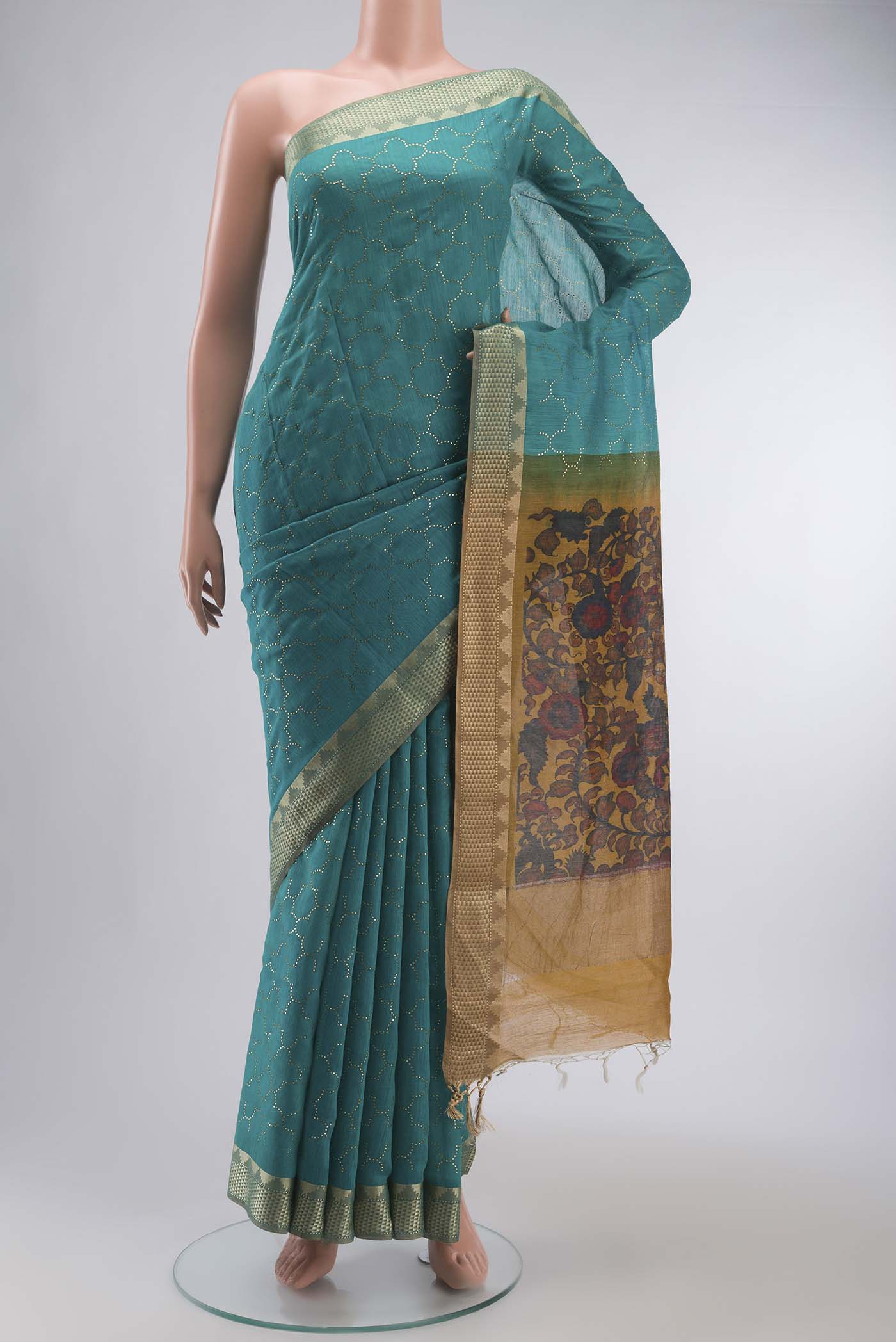 Blue Bhagalpuri Tussar Silk Saree