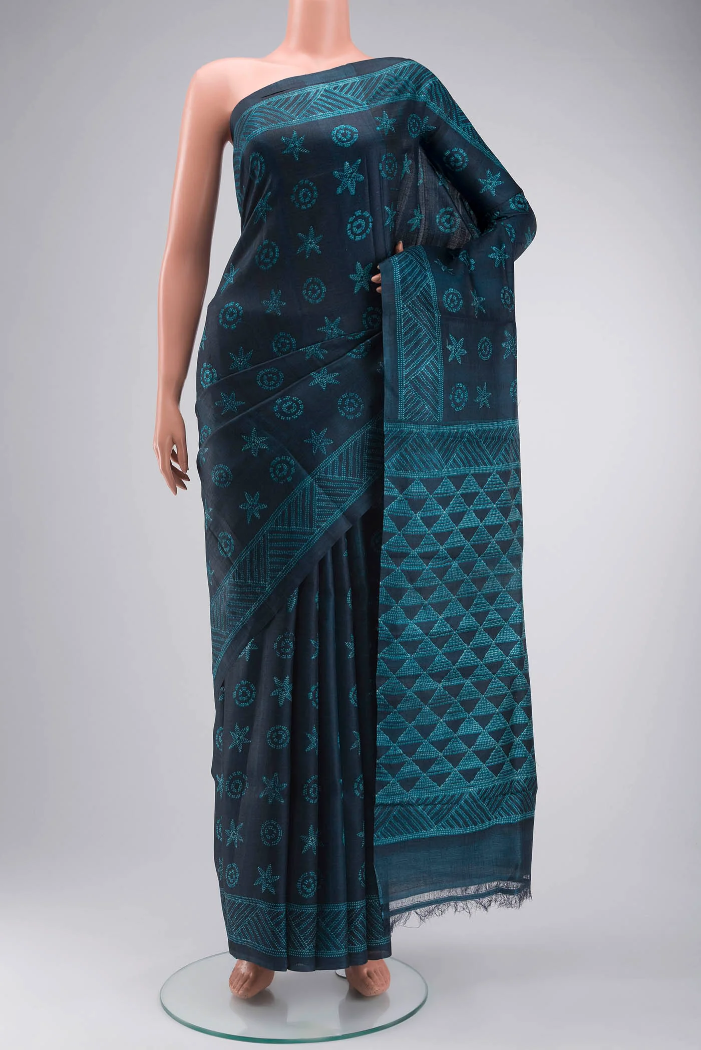 Blue Bhagalpuri Tussar Silk Saree