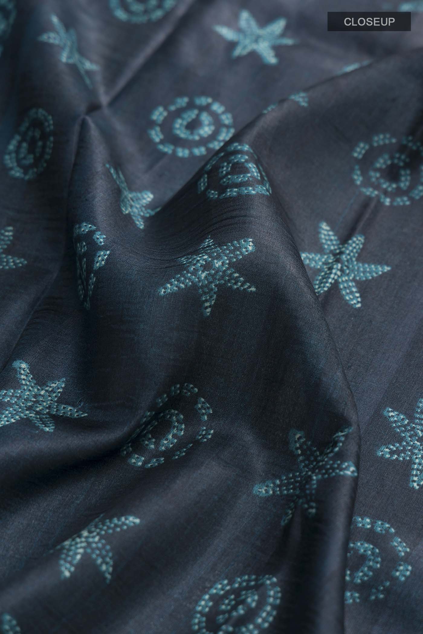 Blue Bhagalpuri Tussar Silk Saree - Image 2