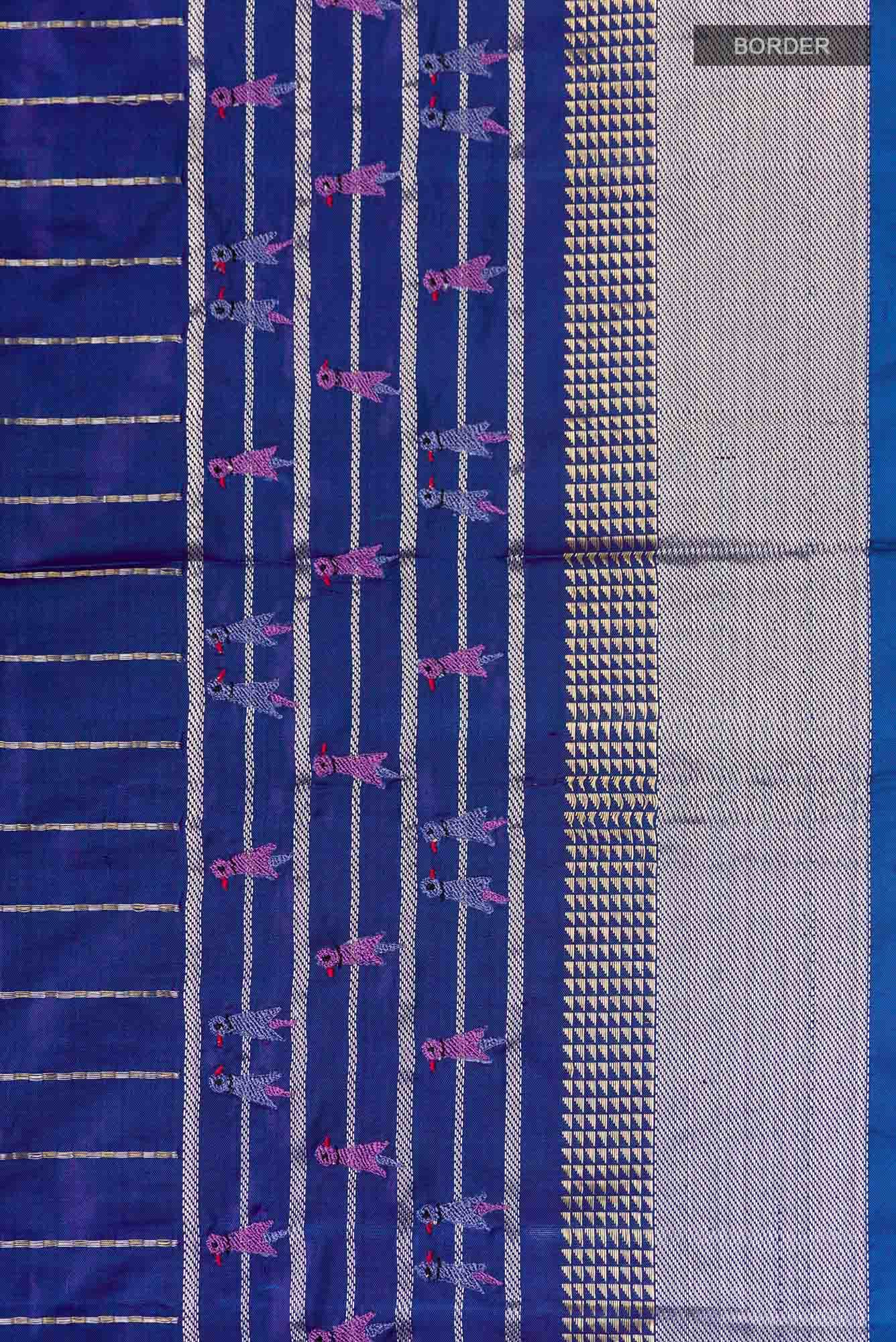 Blue Blended Banarasi Silk Saree - Image 5