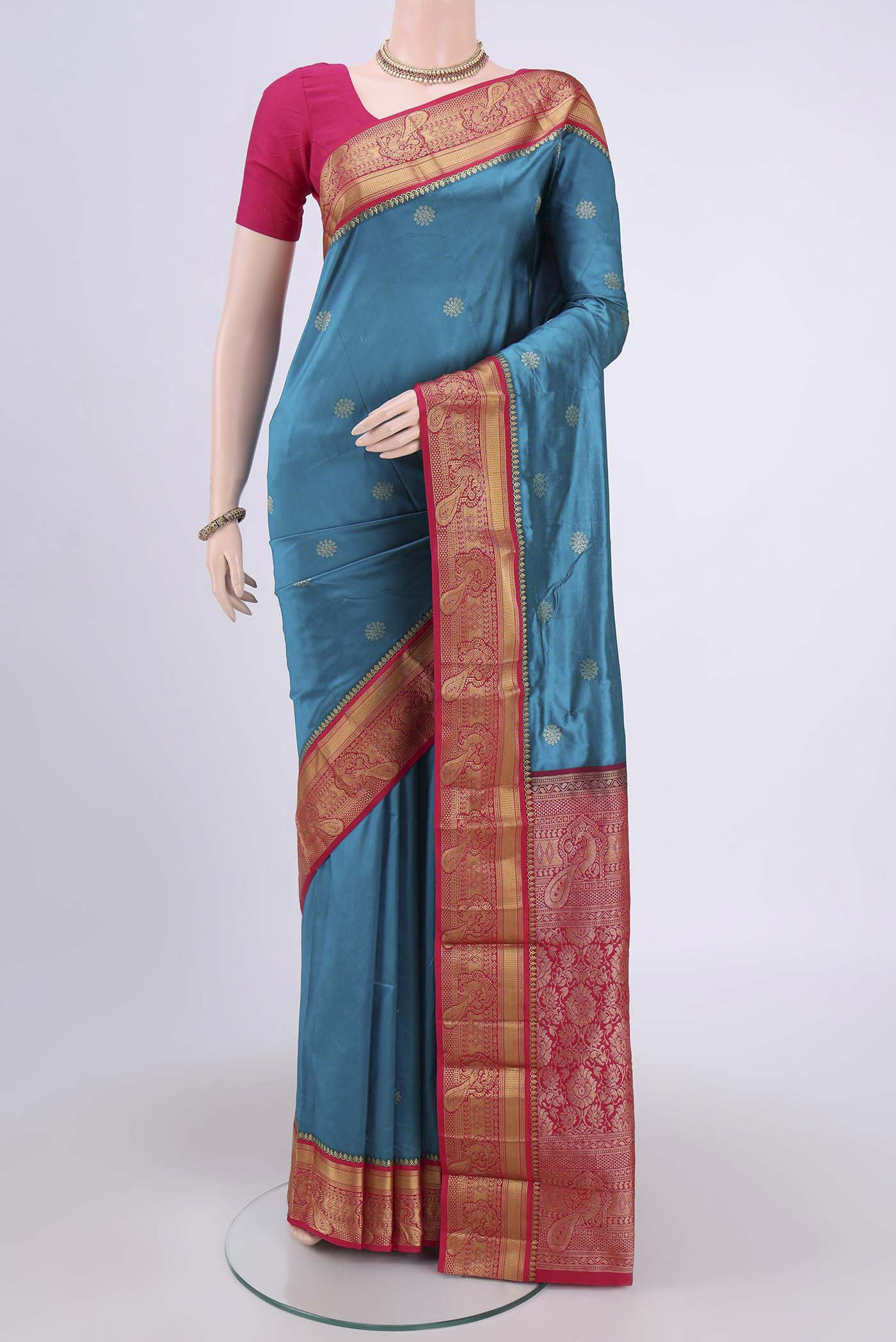 Blue Blended Bangalore Silk Saree