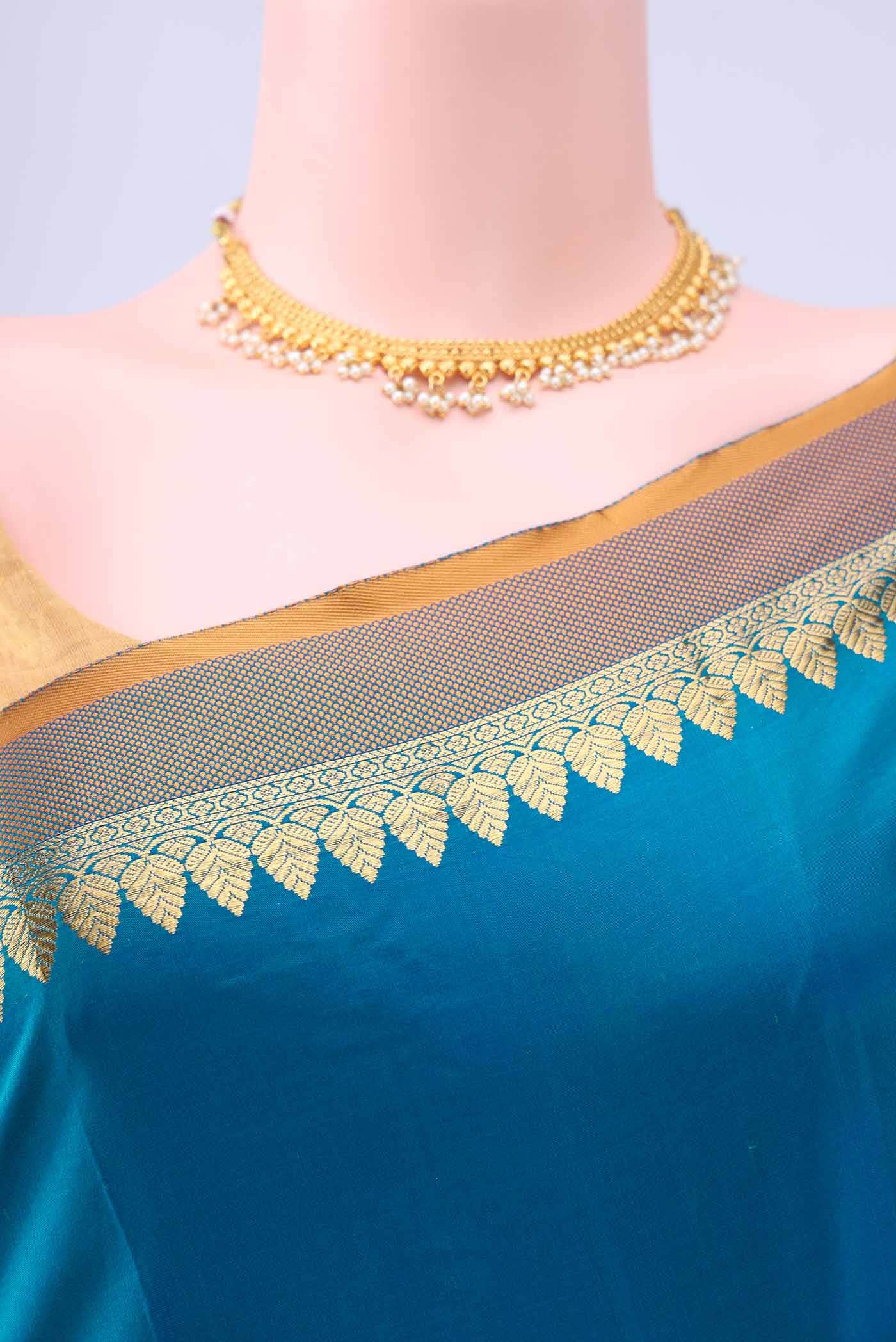 Blue Blended Bangalore Silk Saree - Image 3