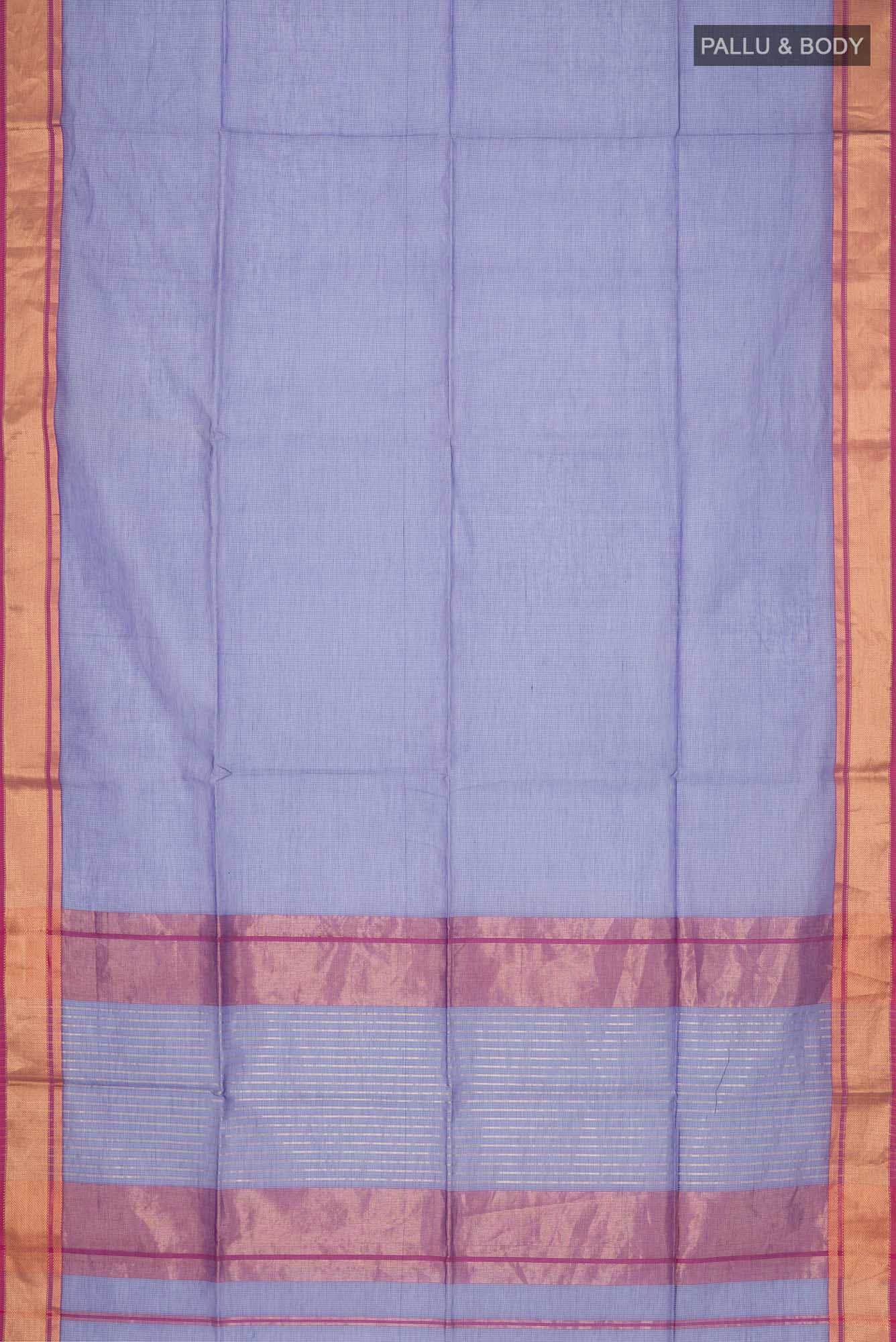 Blue Blended Maheshwari Silk Cotton Saree - Image 2