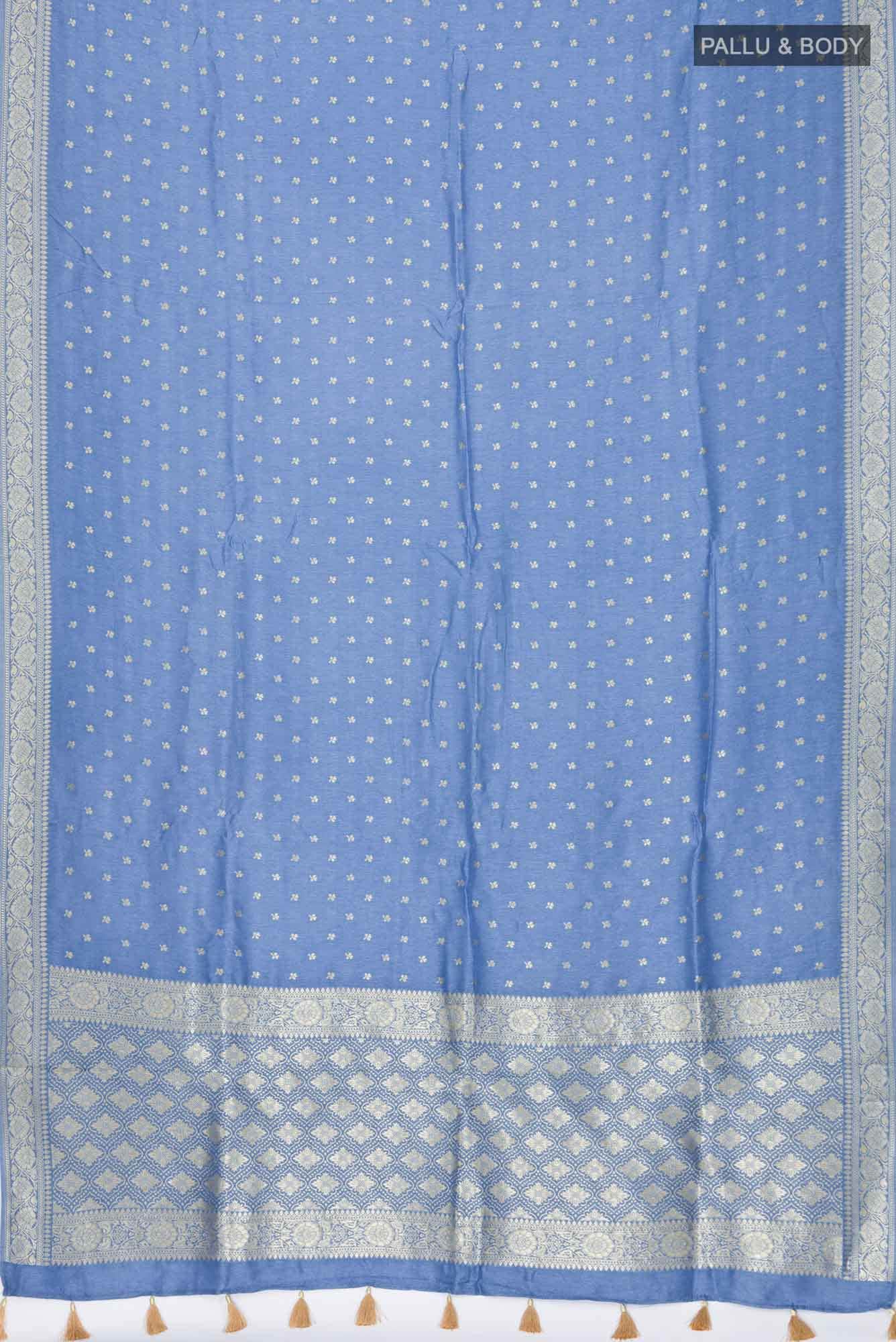 Blue Blended Tussar Silk Saree - Image 2