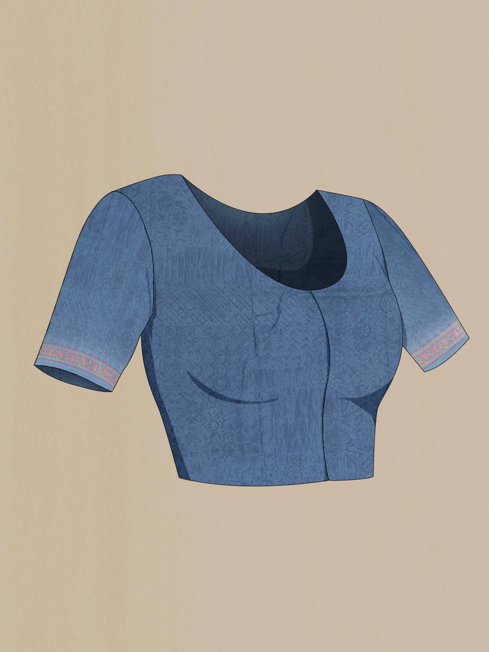 Blue Chanderi Silk Cotton Saree - Image 4