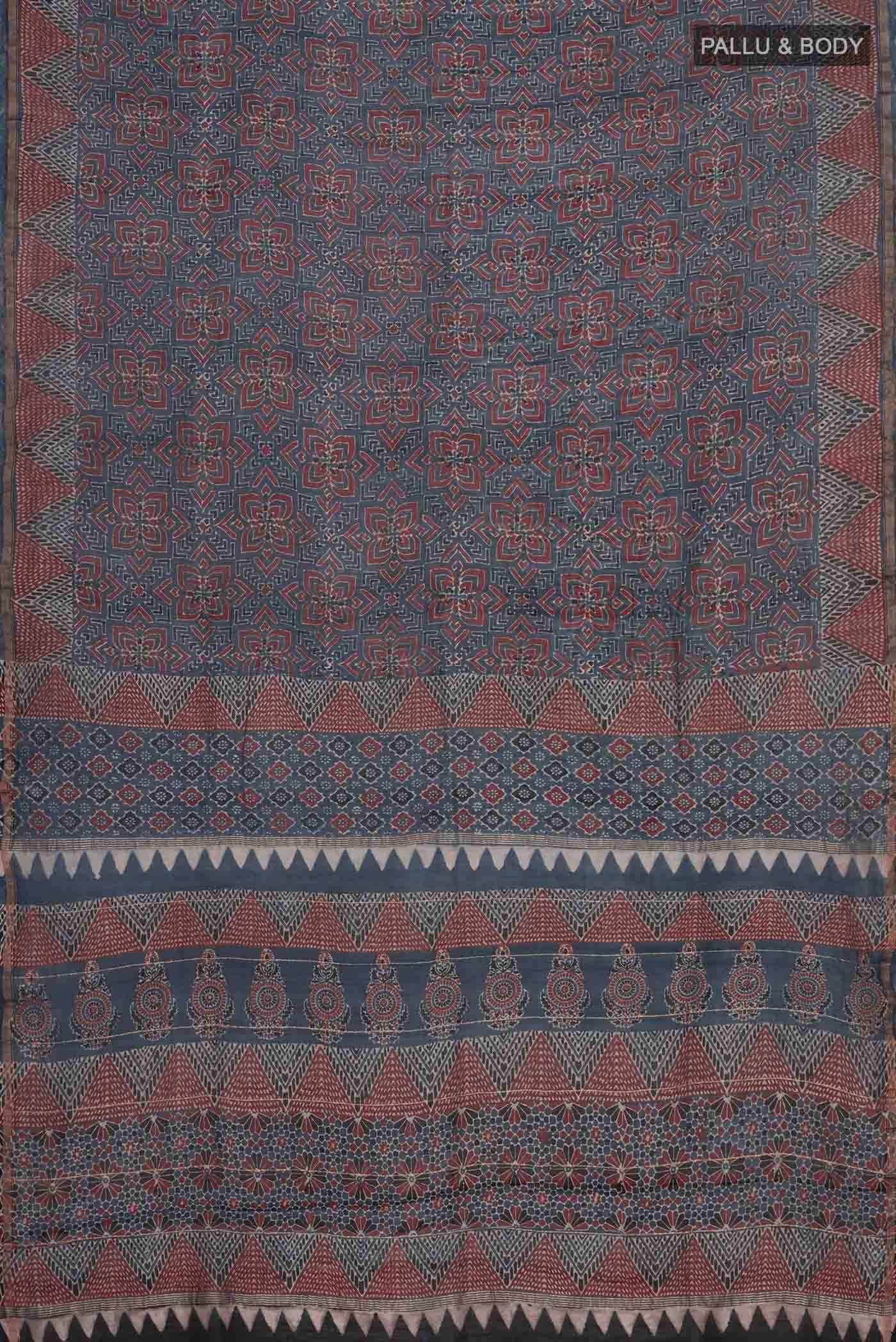 Blue Chanderi Silk Cotton Saree - Image 2