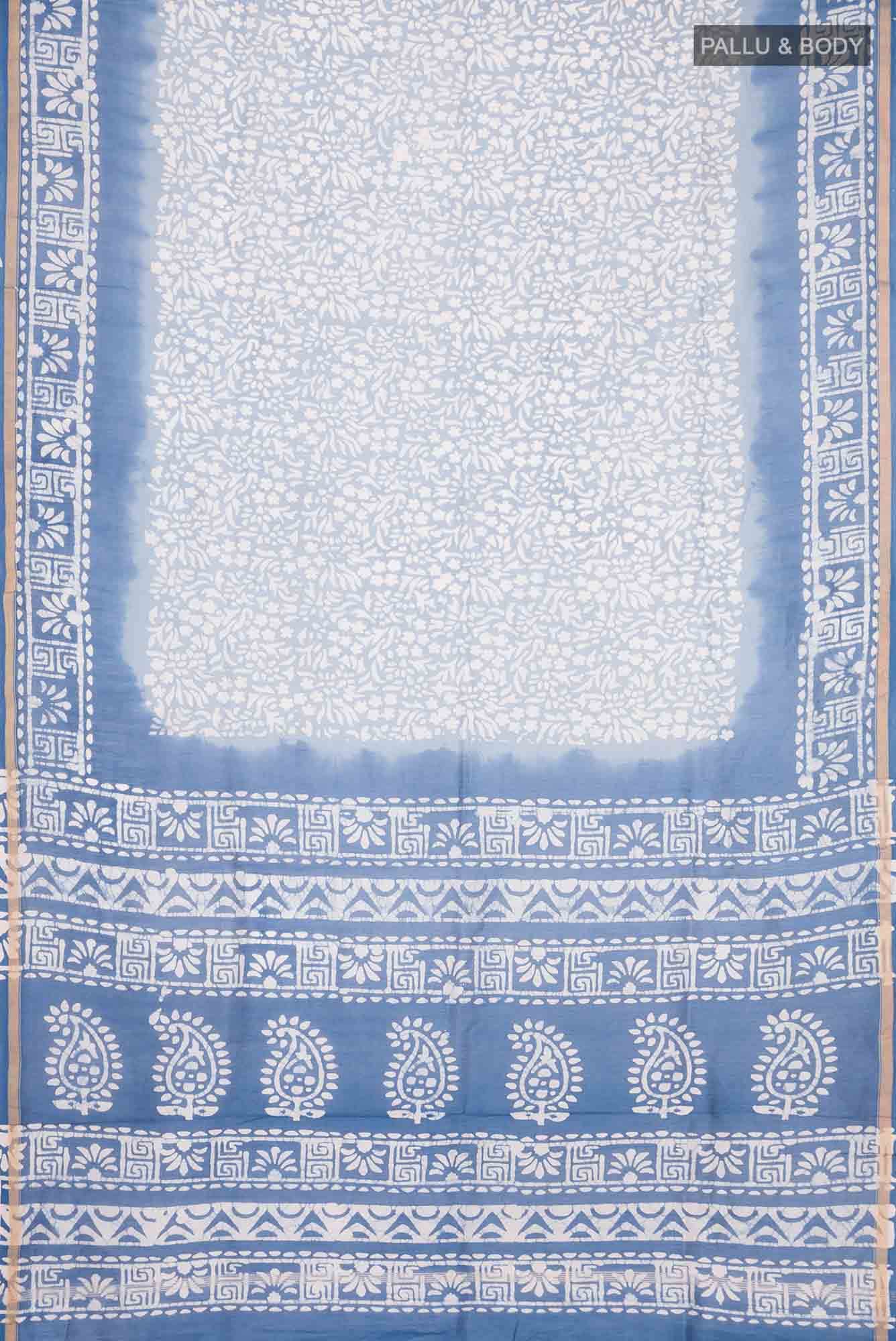Blue Chanderi Silk Cotton Saree - Image 2