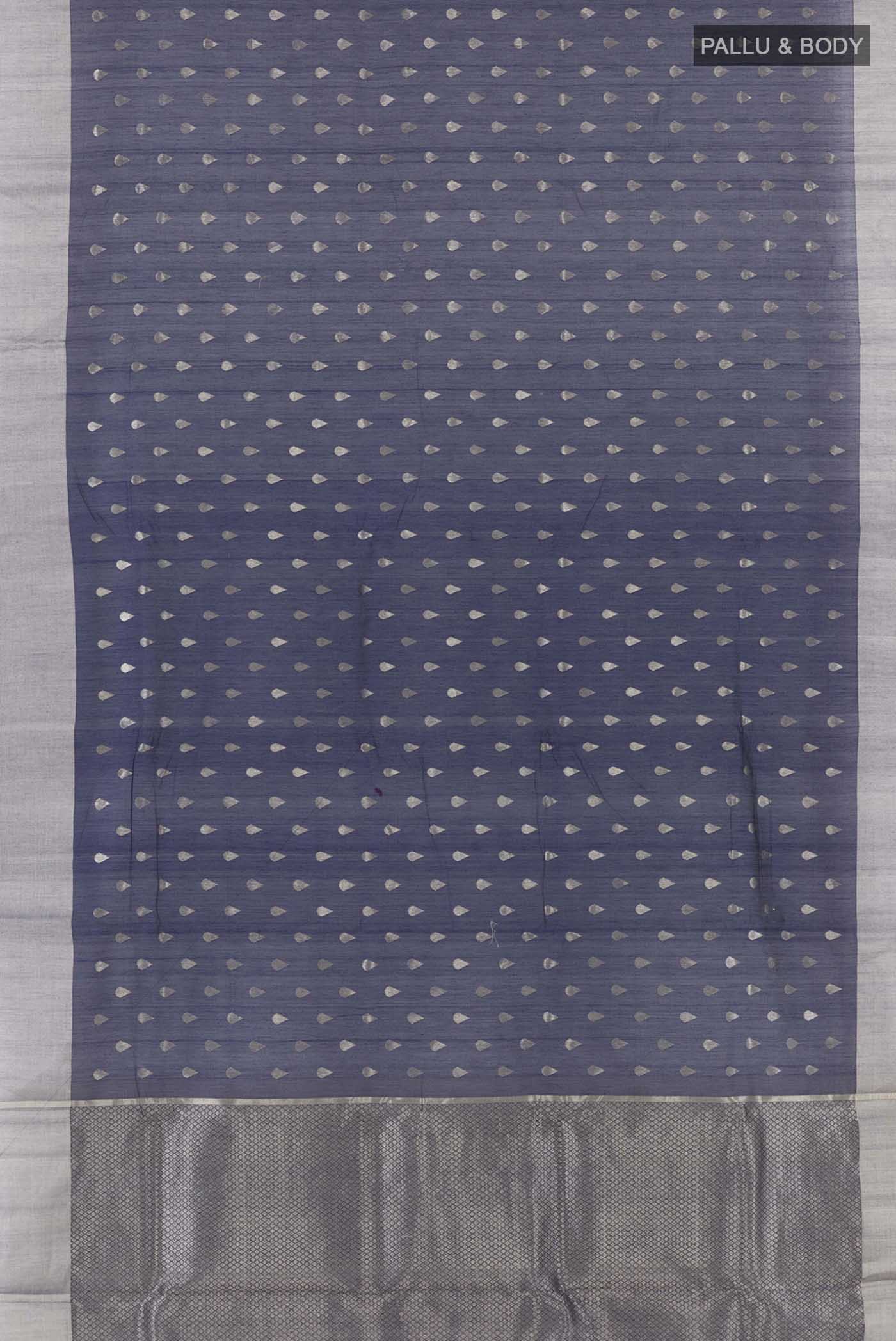 Navy Blue Chanderi Silk Cotton Saree - Image 5
