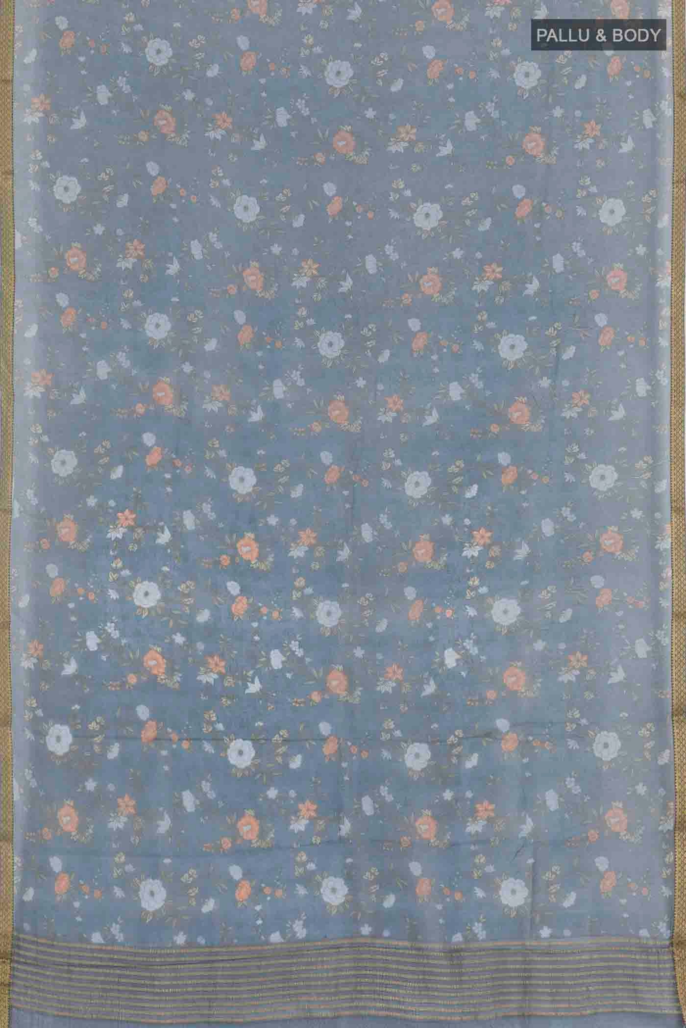 Blue Chiffon Saree - Image 3