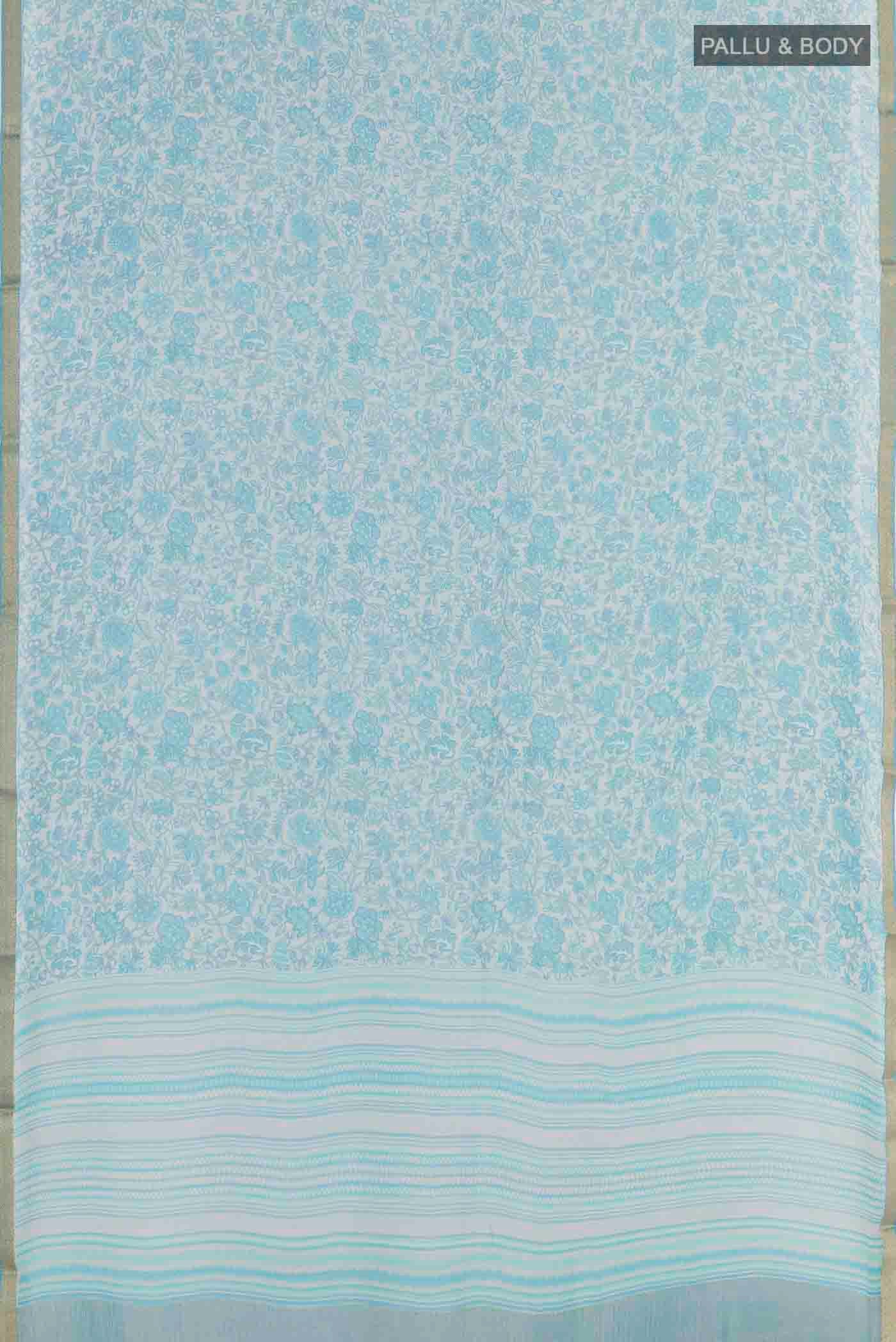 Blue Mysore Chiffon Saree - Image 3