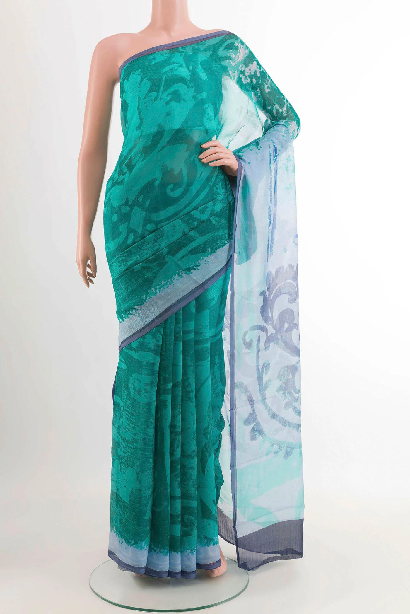 Blue Chiffon Saree