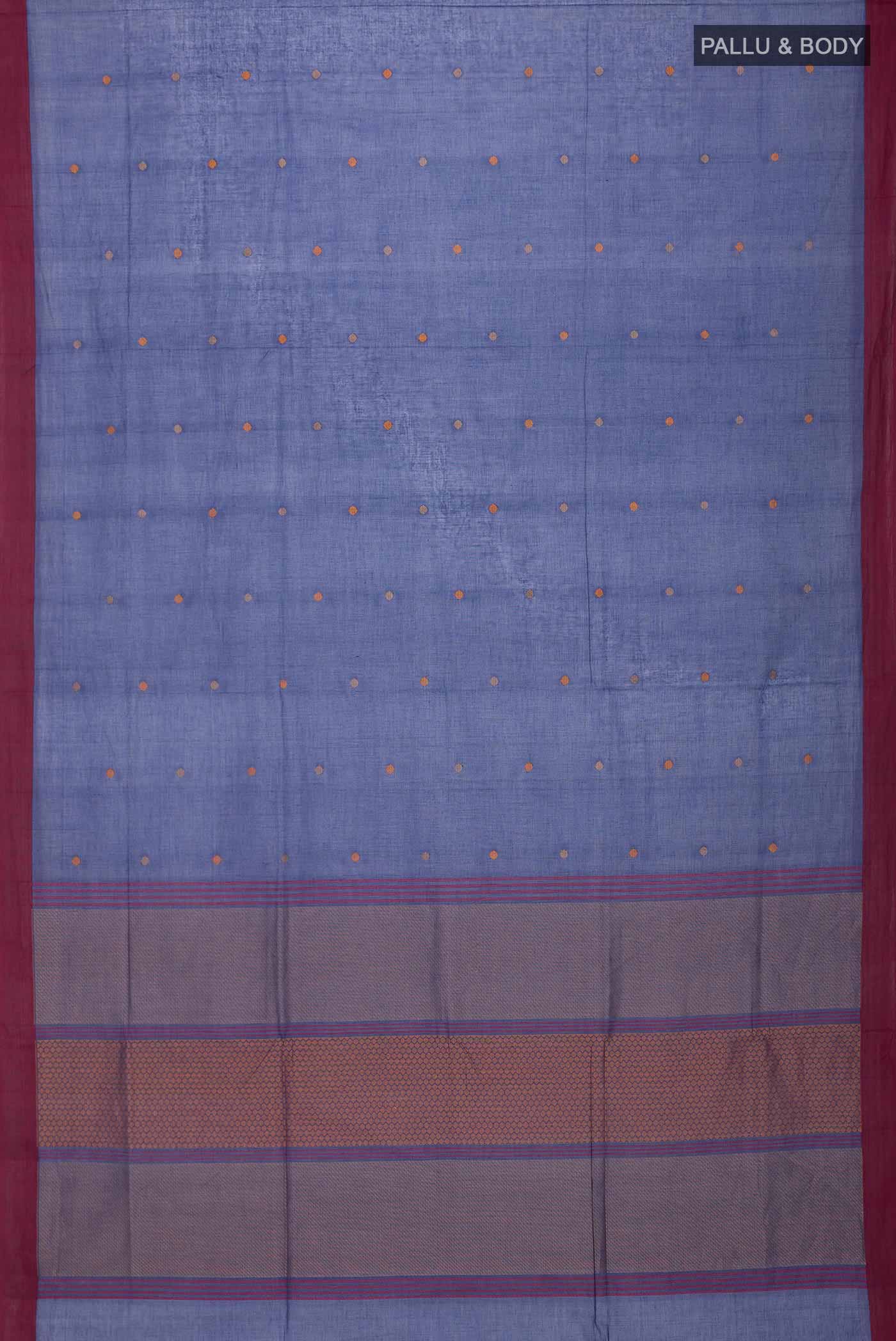 Blue Coimbatore Cotton Saree - Image 3