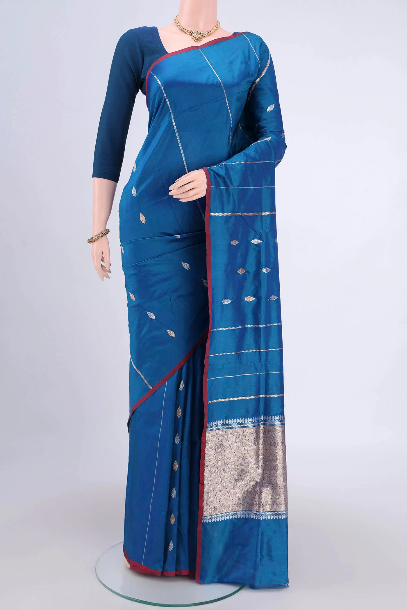 Blue Banarasi Katan Silk Saree