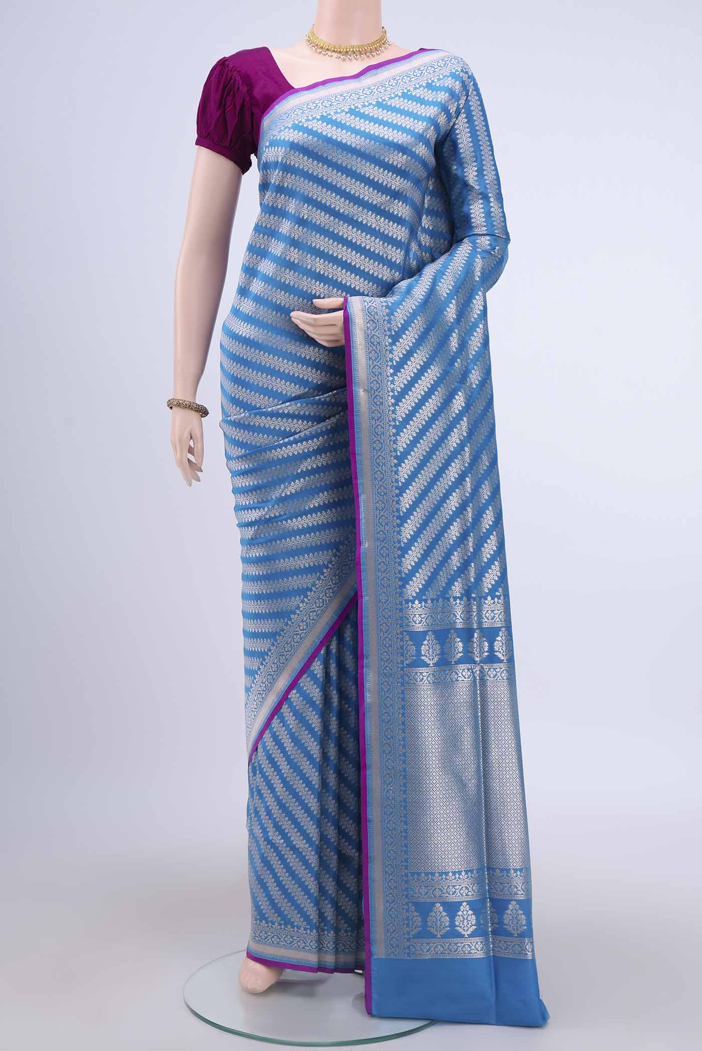 Blue Dual Tone Banarasi Silk Saree