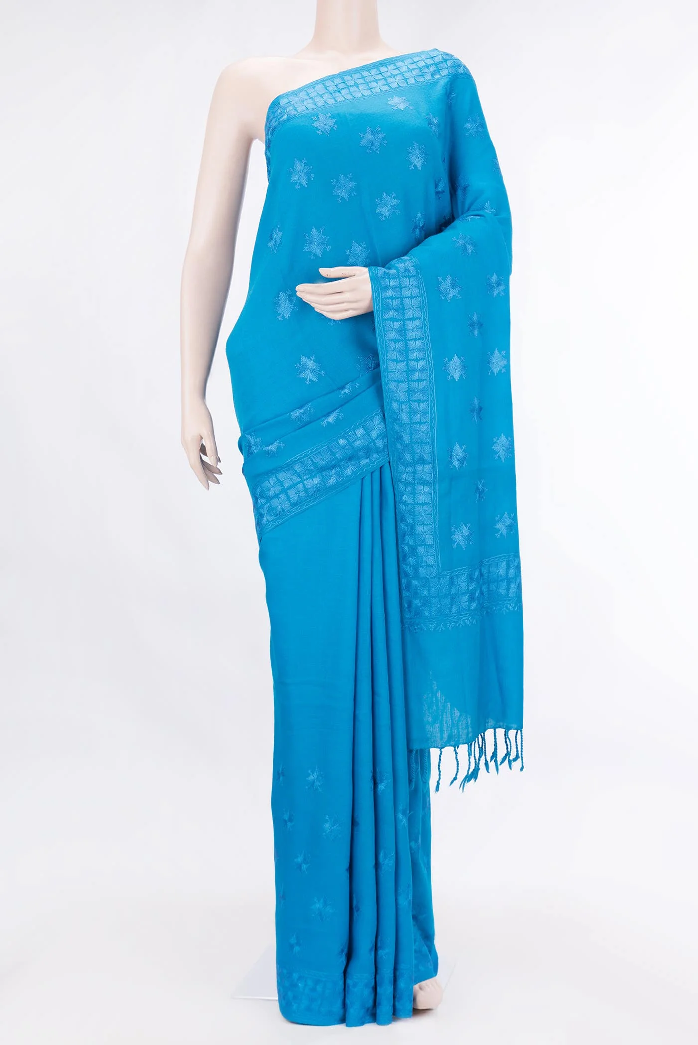 Blue Dual Tone Jute Silk Saree