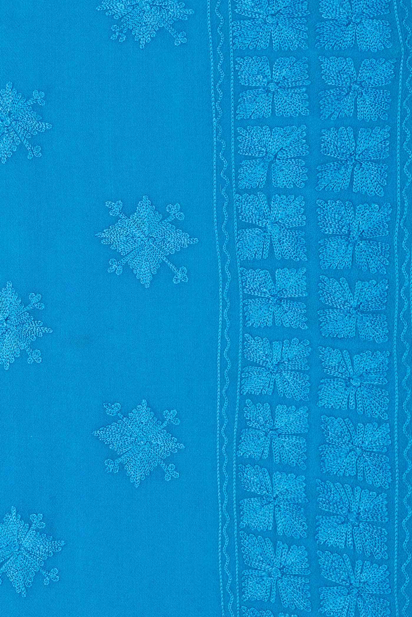 Blue Dual Tone Jute Silk Saree - Image 3