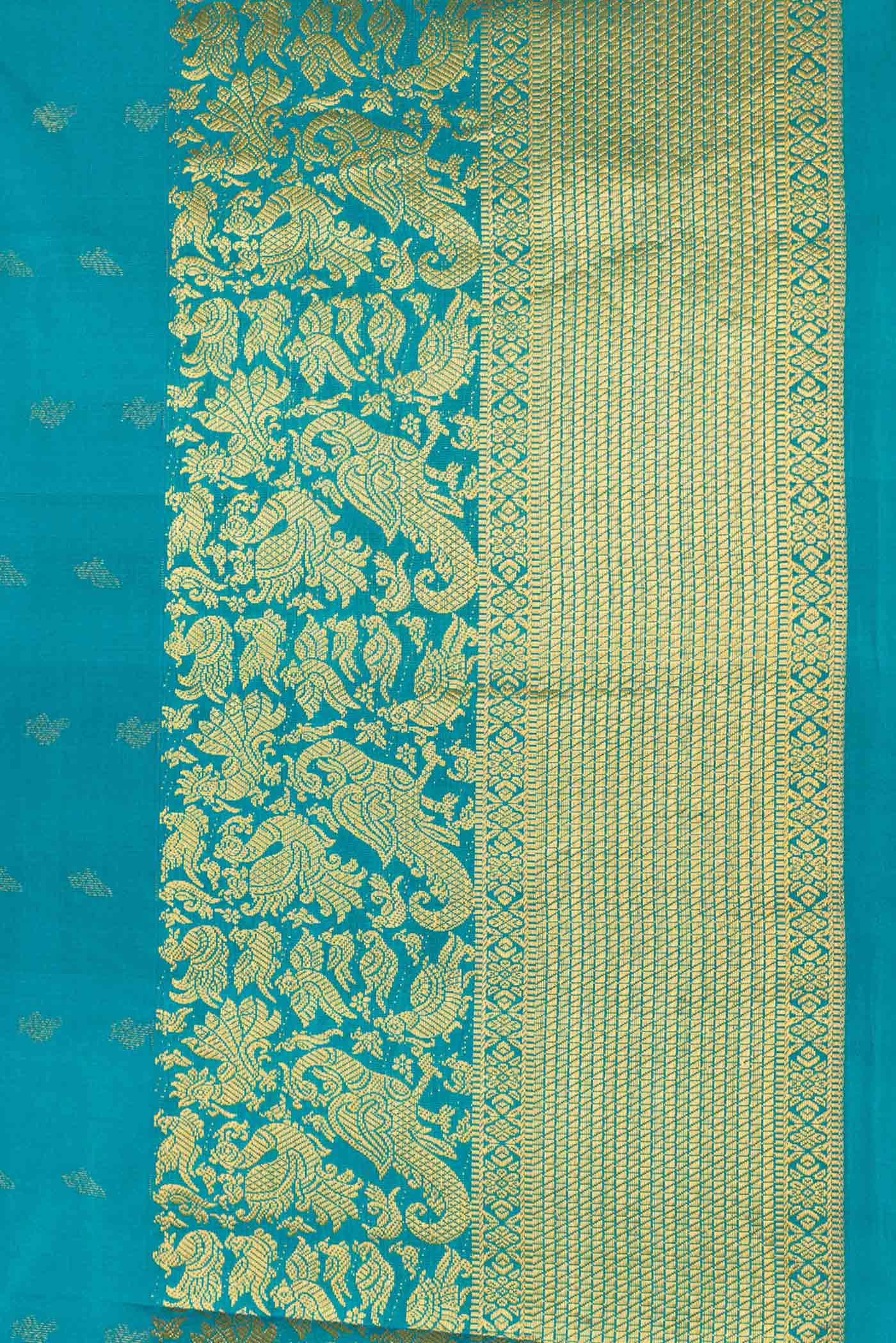 Blue Dual Tone Kanchipuram Silk Saree - Image 3