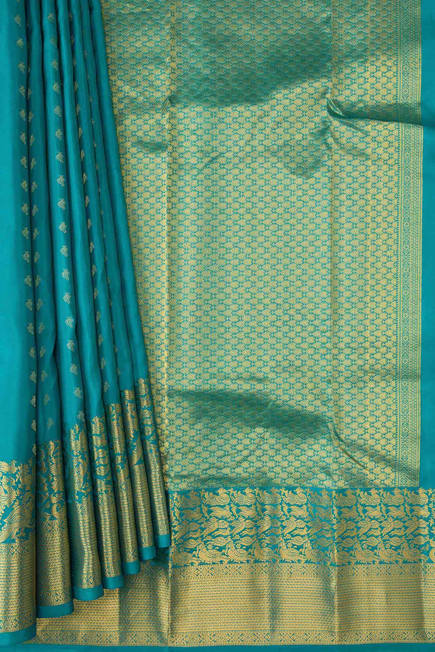 Blue Dual Tone Kanchipuram Silk Saree - Image 4