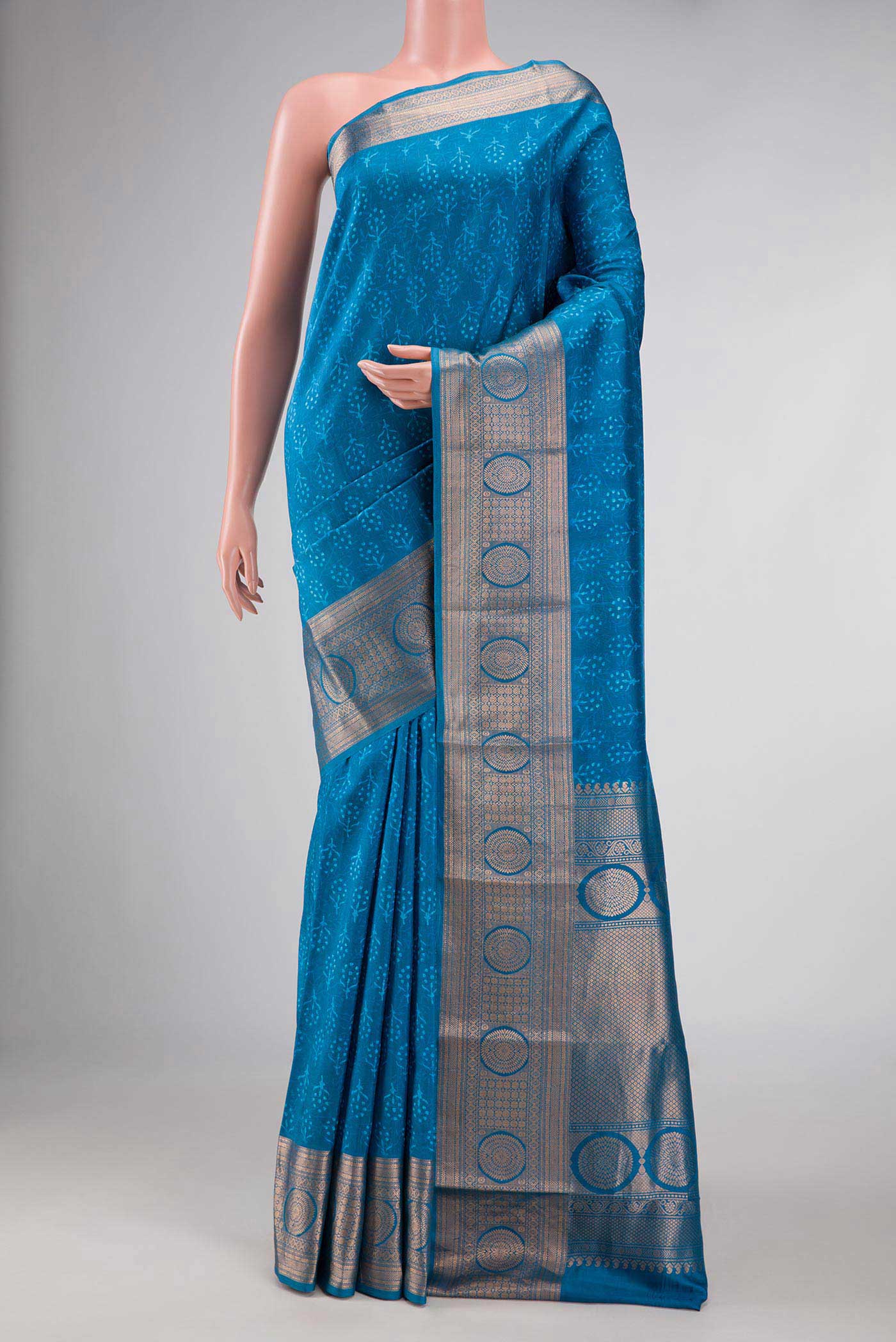 Blue Dual Tone Kanjivaram Silk Saree