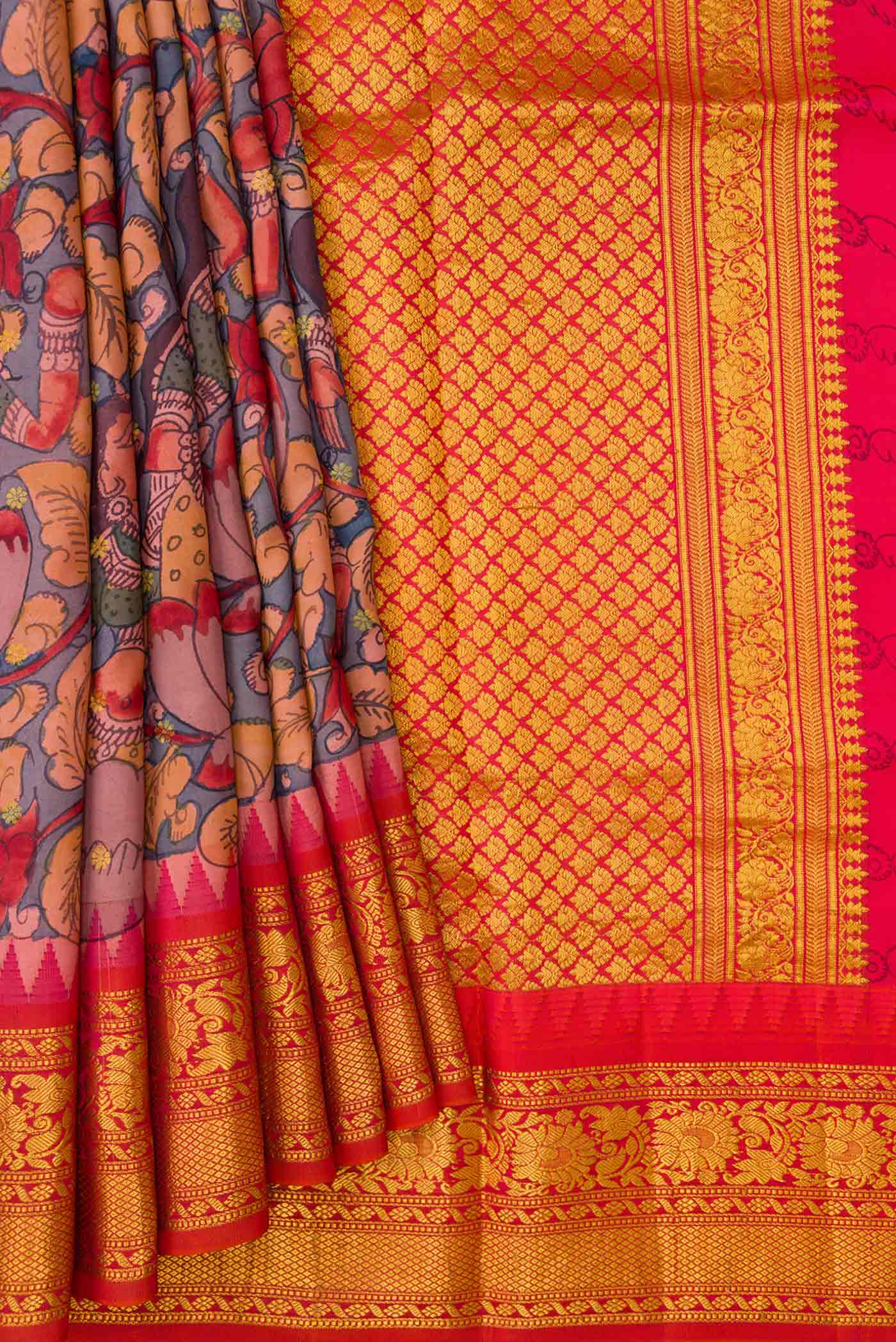 Blue Dual Tone Kanchipuram Silk Saree - Image 4