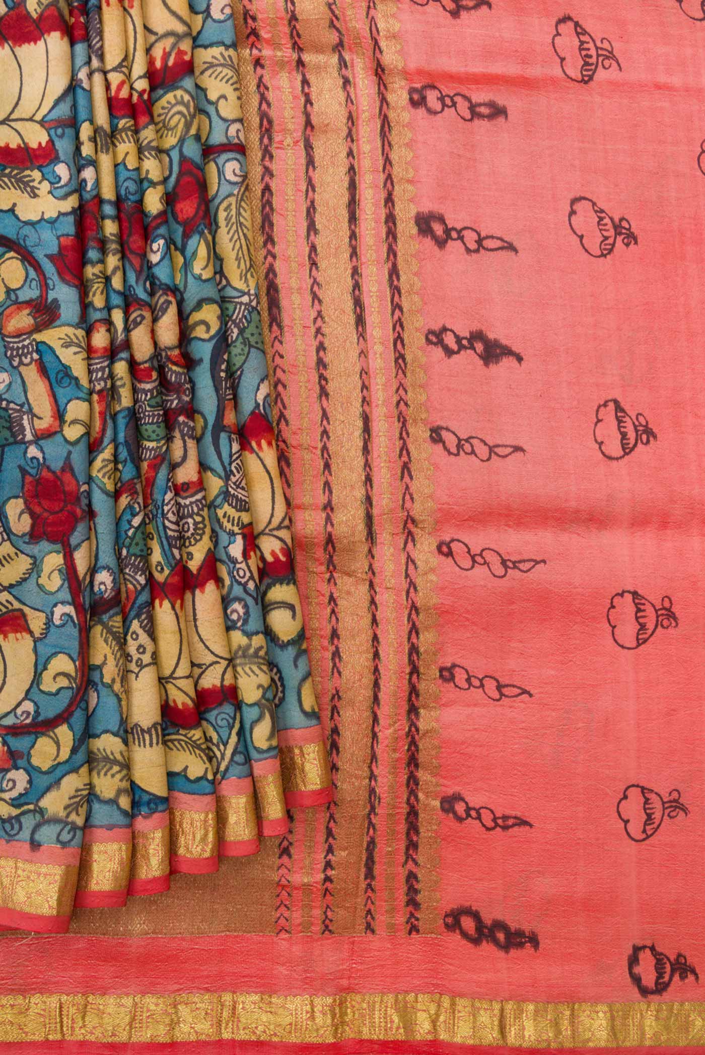 Blue Dual Tone Kanjivaram Silk Saree - Image 4