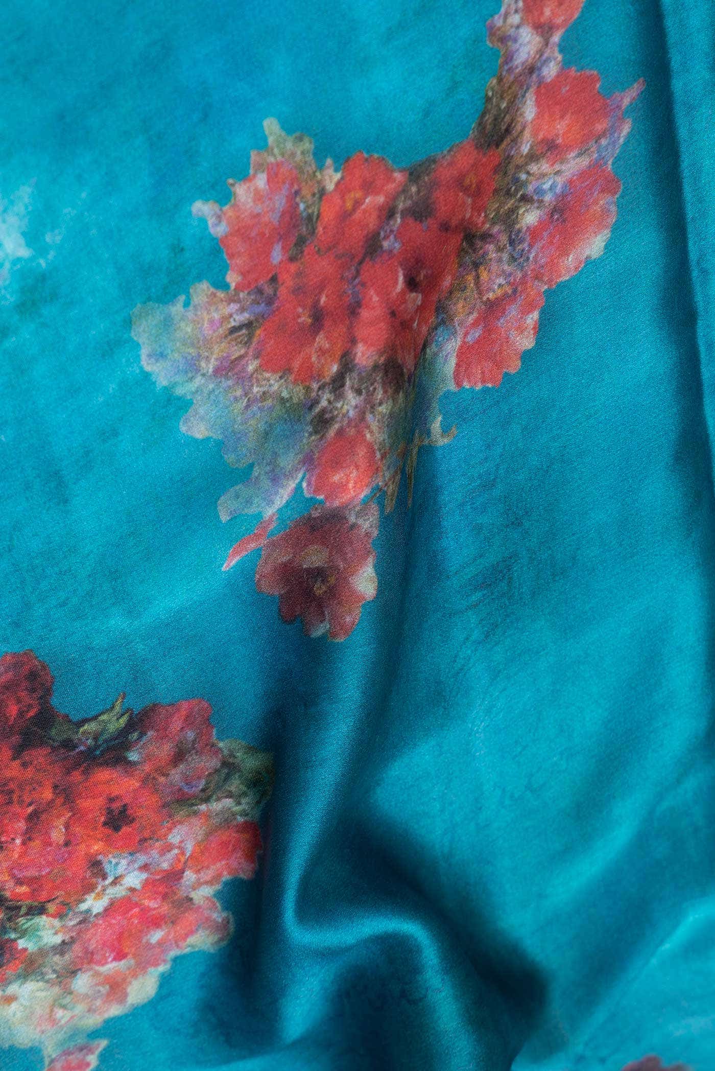 Blue Dual Tone Mysore Crepe Saree - Image 3