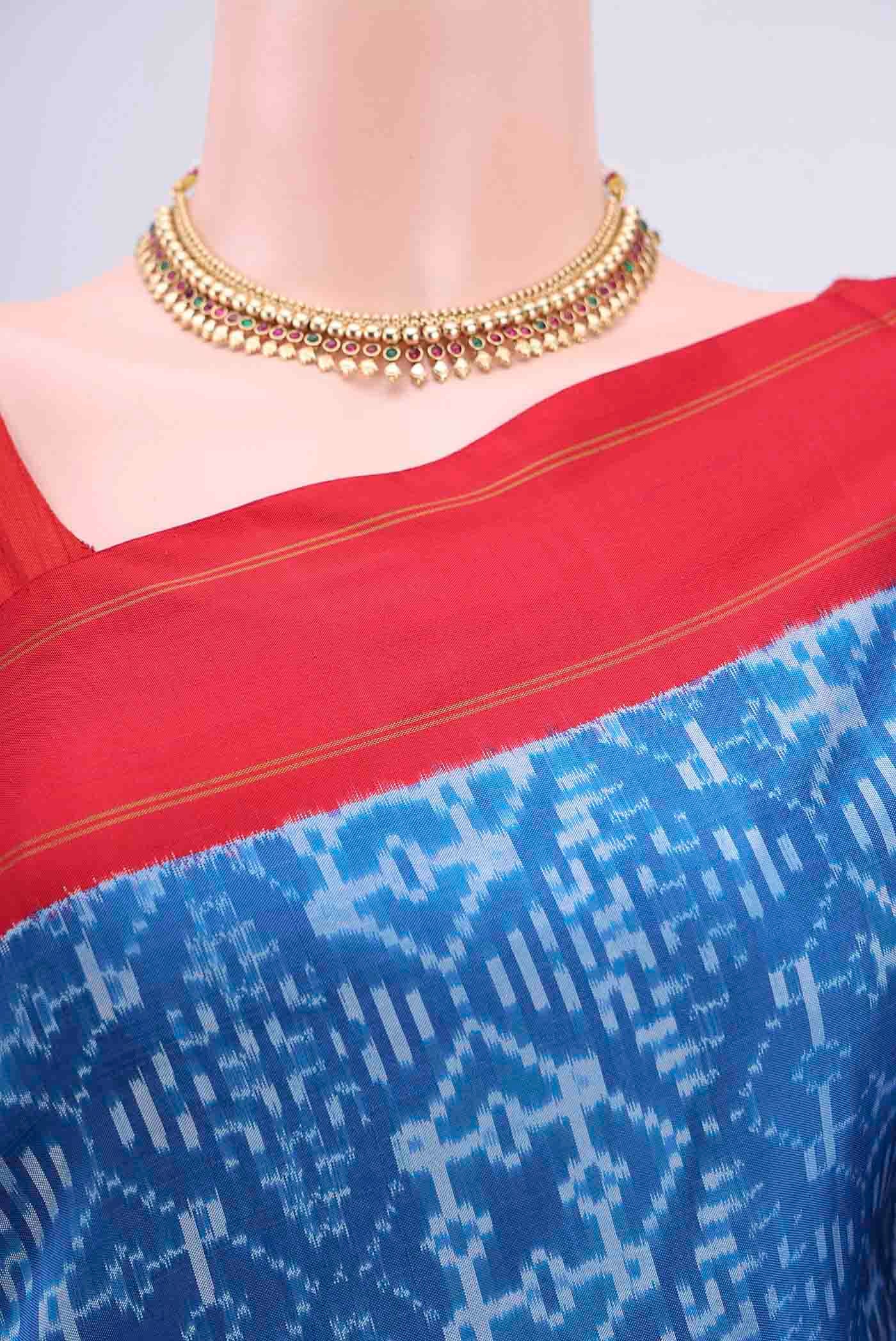 Blue Pochampally Silk Saree - Image 2