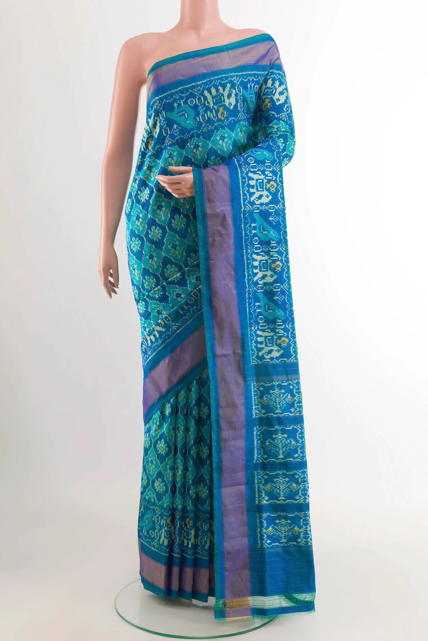 Blue Dual Tone Pochampally Silk Saree