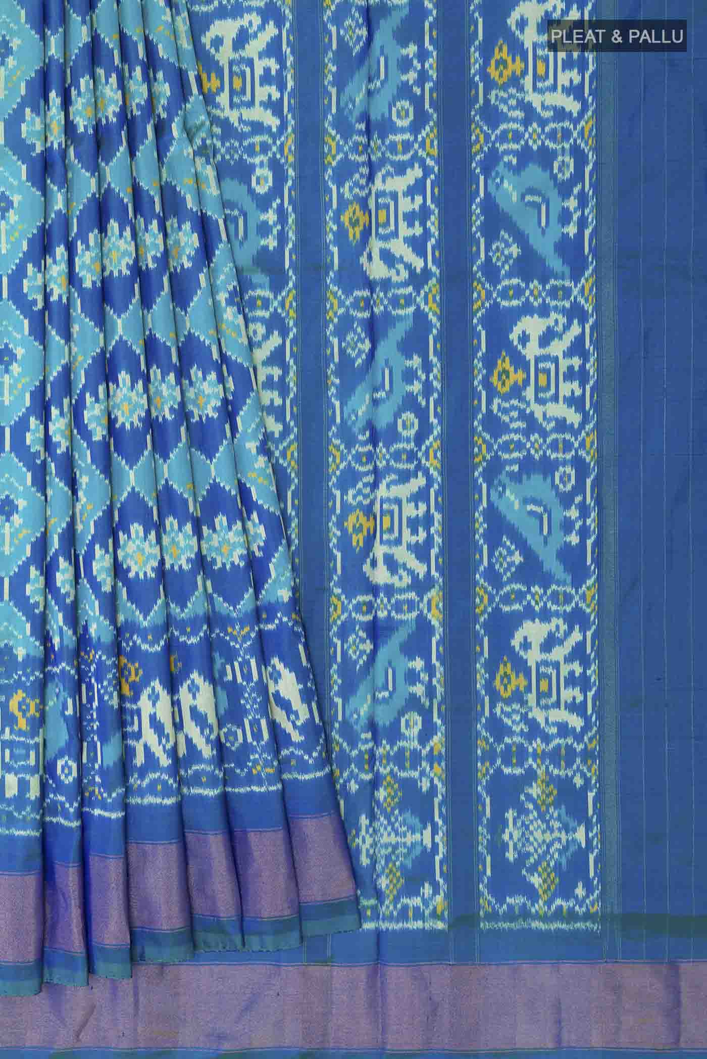 Blue Dual Tone Pochampally Silk Saree - Image 4