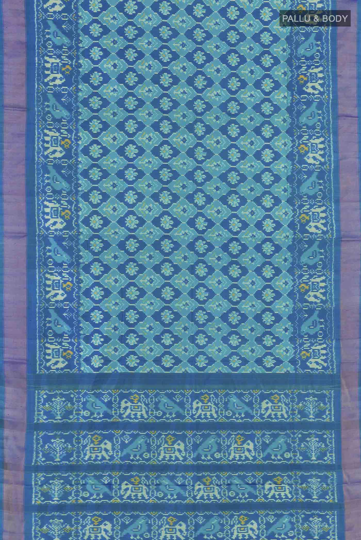 Blue Dual Tone Pochampally Silk Saree - Image 6
