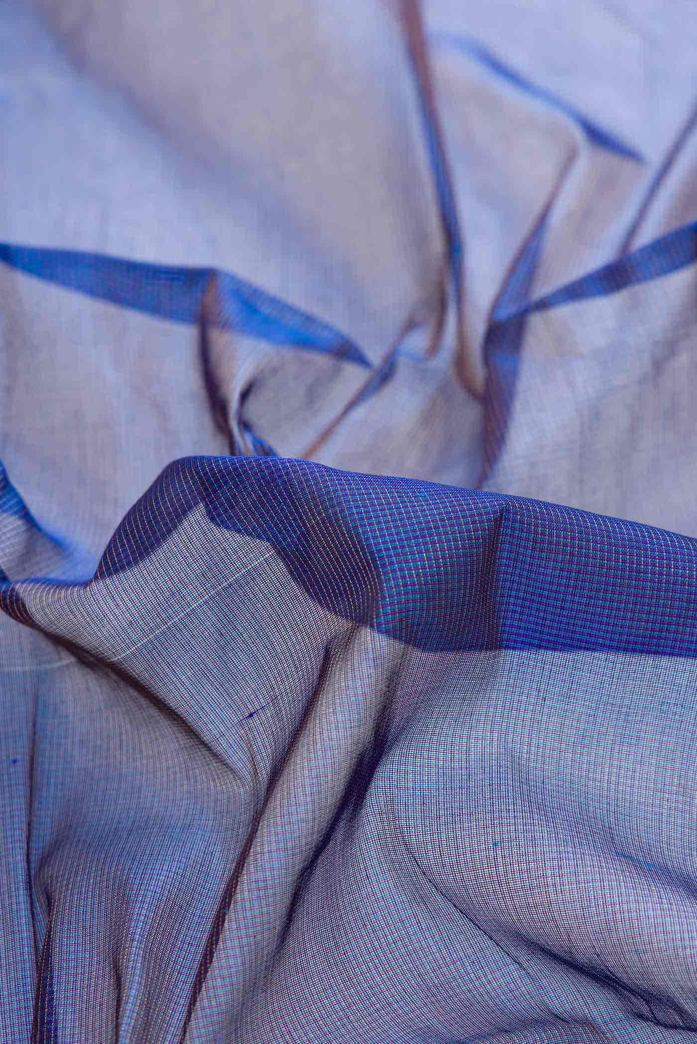 Blue Dual Tone Silk Cotton Saree - Image 2