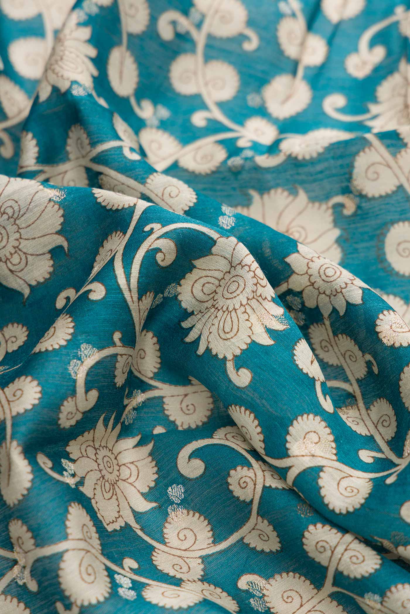 Blue Dual Tone Tussar Silk Saree - Image 2