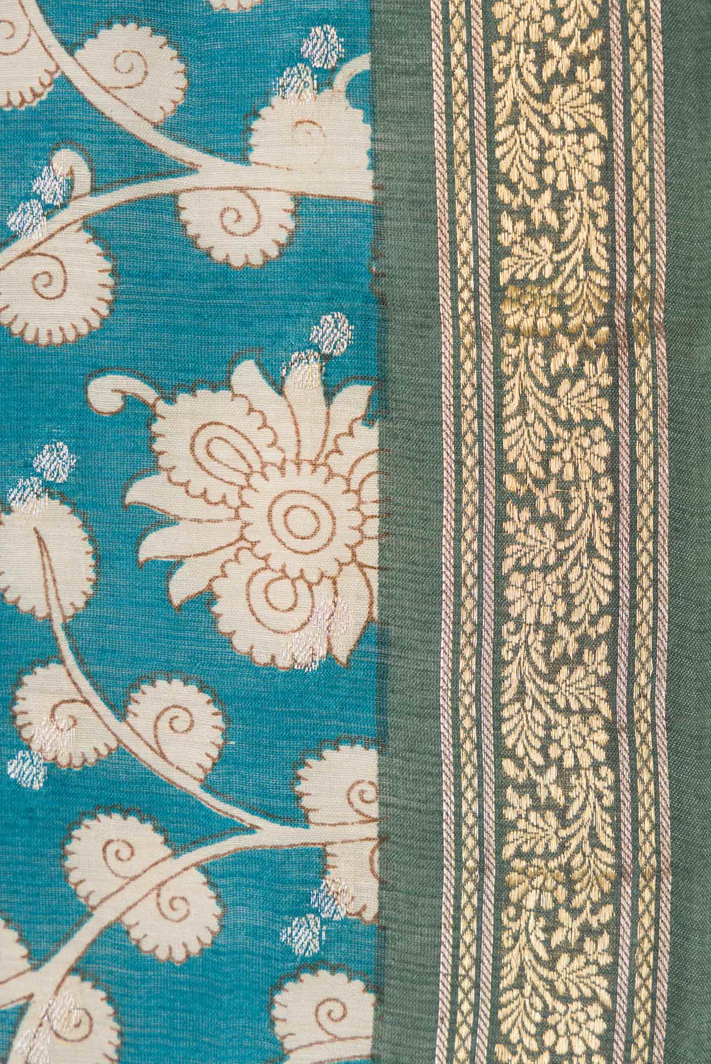Blue Dual Tone Tussar Silk Saree - Image 3