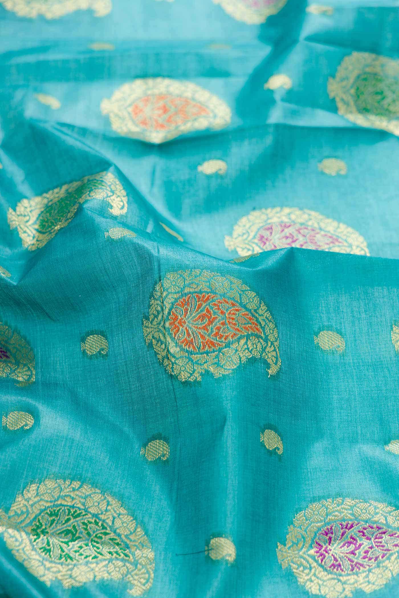 Blue Dual Tone Tussar Silk Saree - Image 2