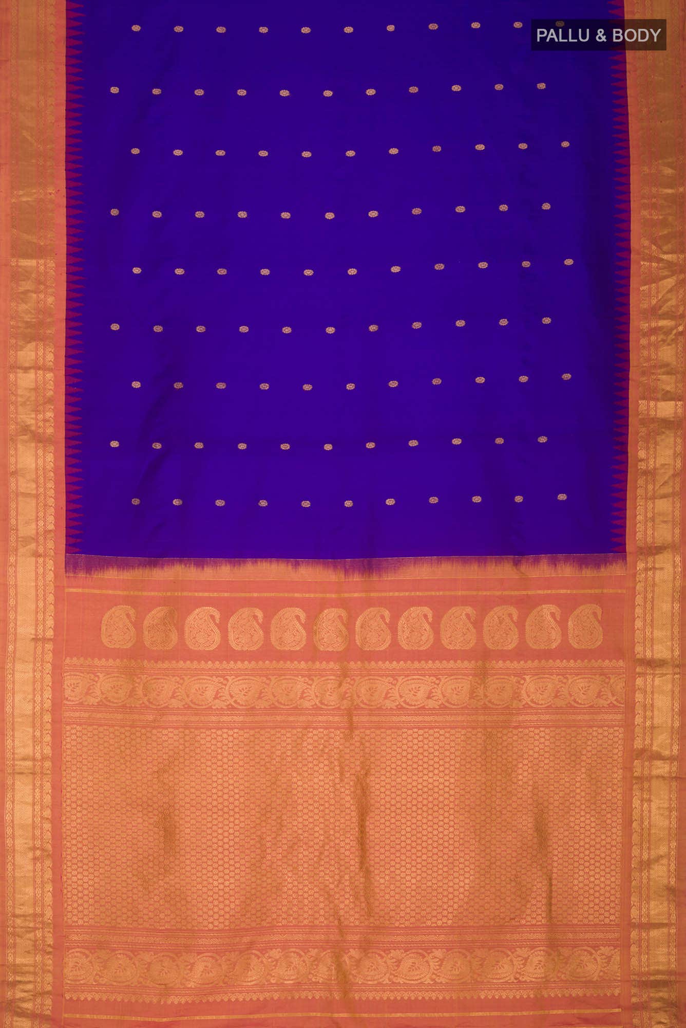 Blue Gadwal Silk Saree - Image 4