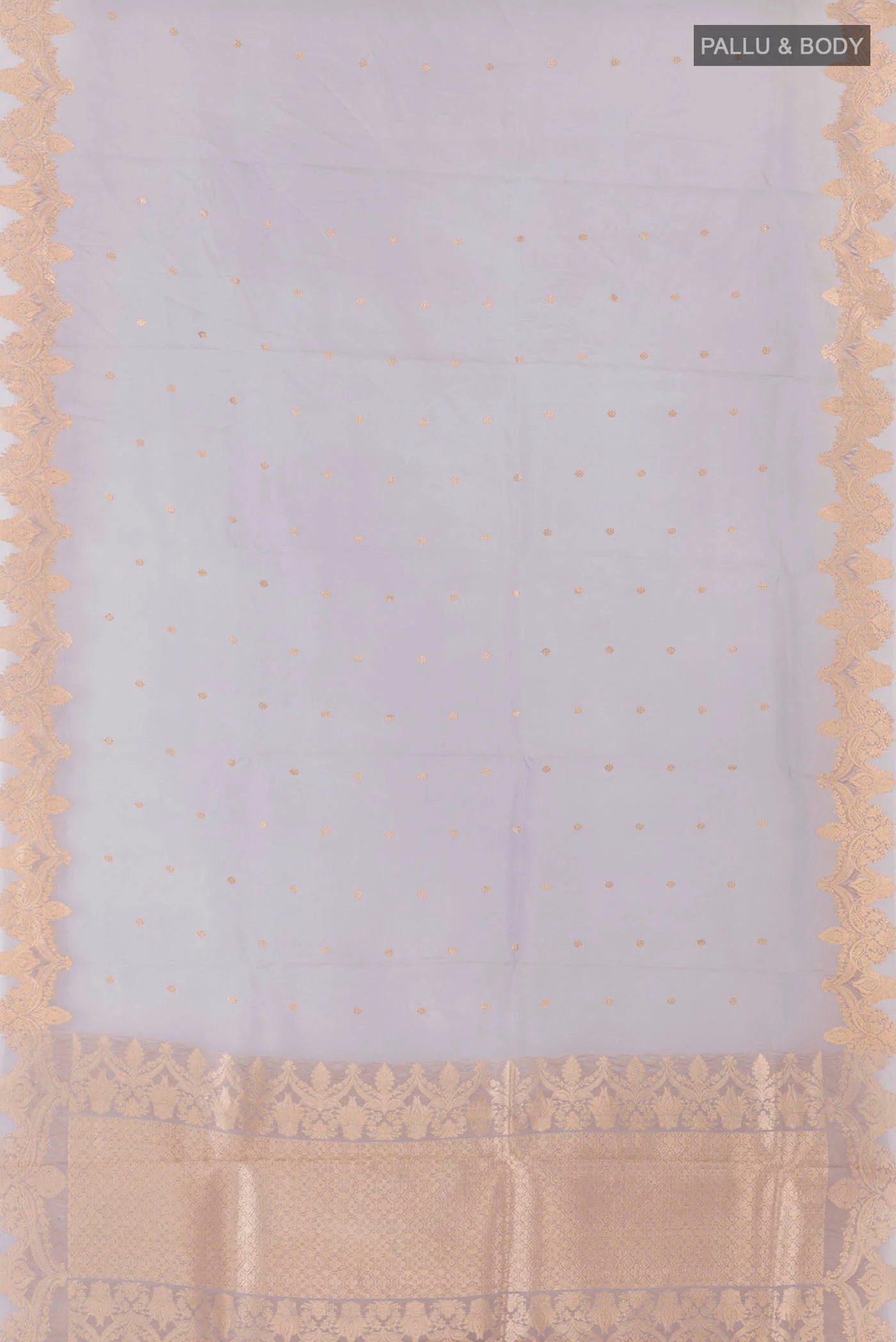 Blue Grey Banarasi Kora Silk Saree - Image 5
