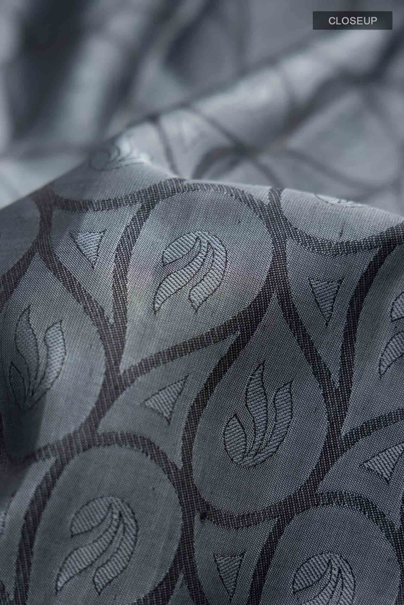 Blue Grey Kanjivaram Silk Saree - Image 3