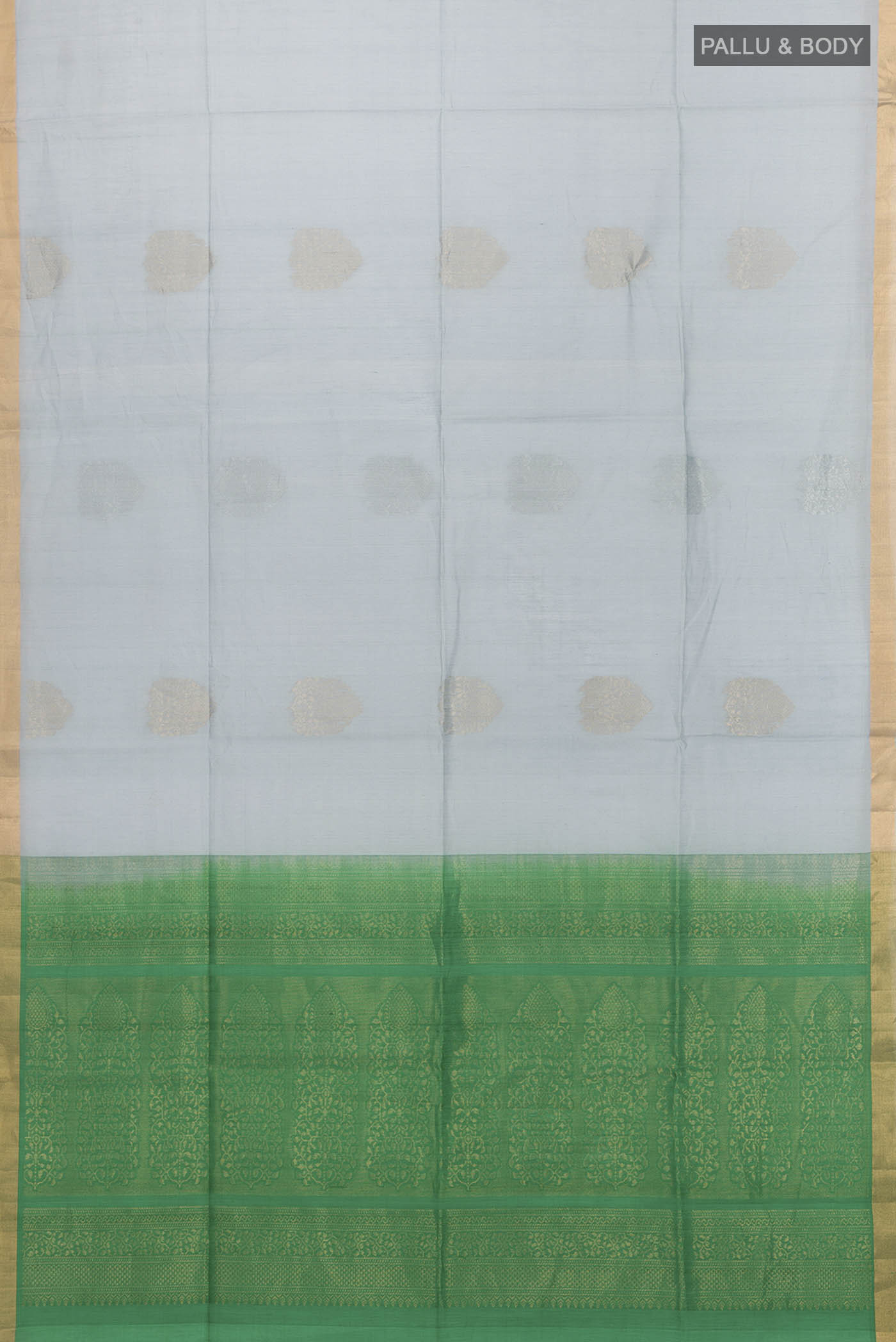 Blue Grey Silk Cotton Saree - Image 5